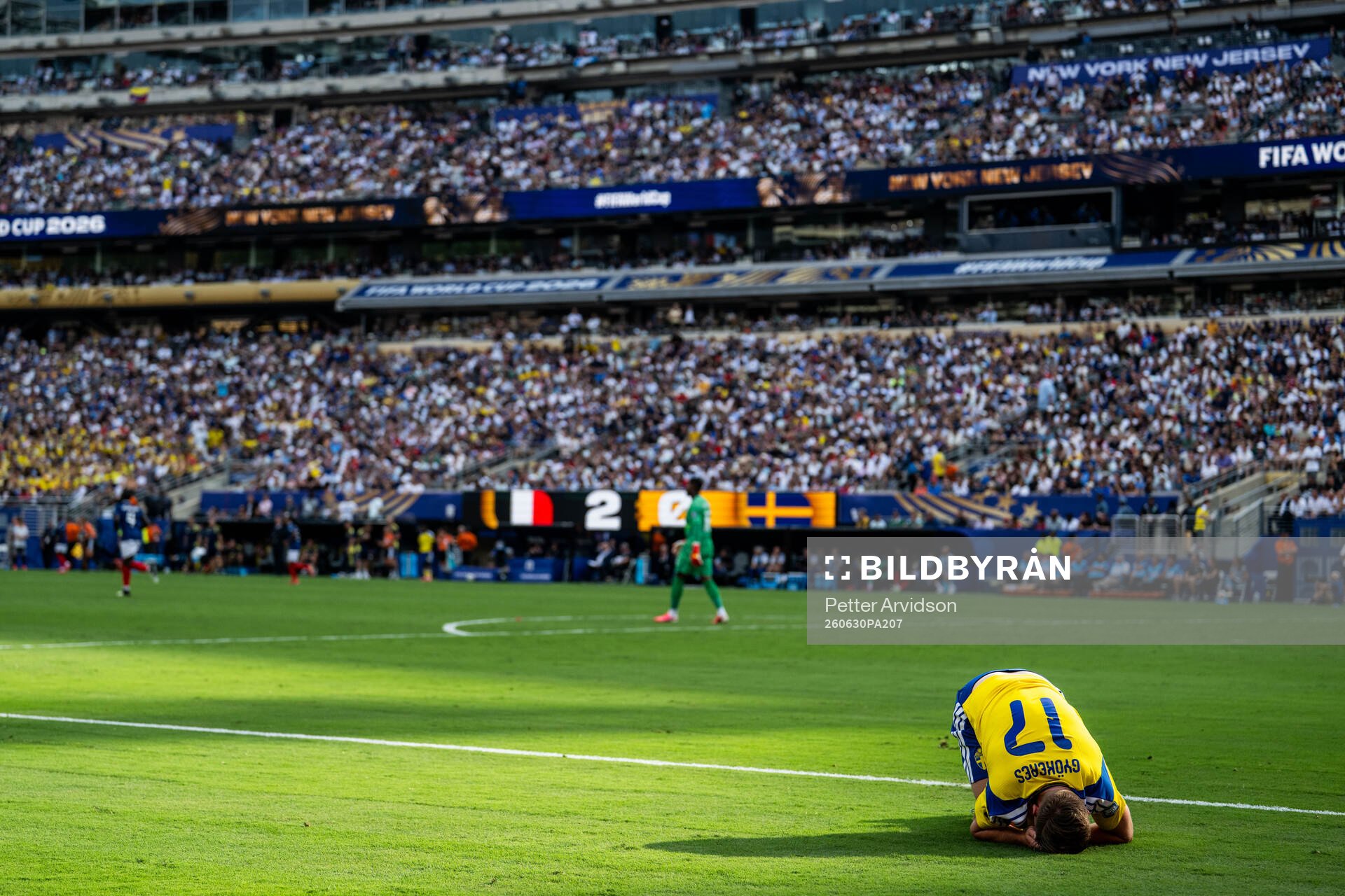 Viktor Gyökeres of Sweden looks dejected