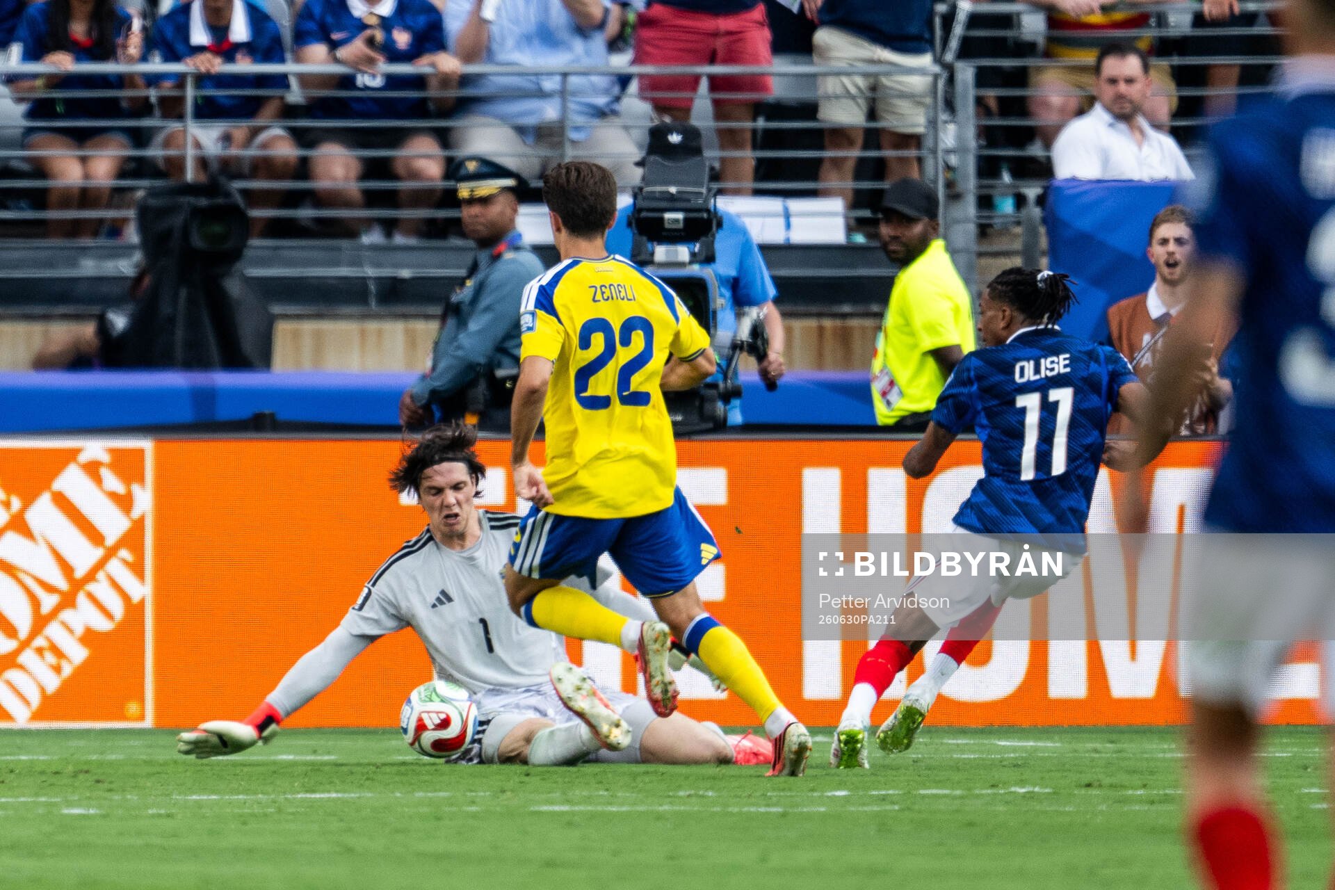 Goalkeeper Jacob Widell Zetterström of Sweden and Michael