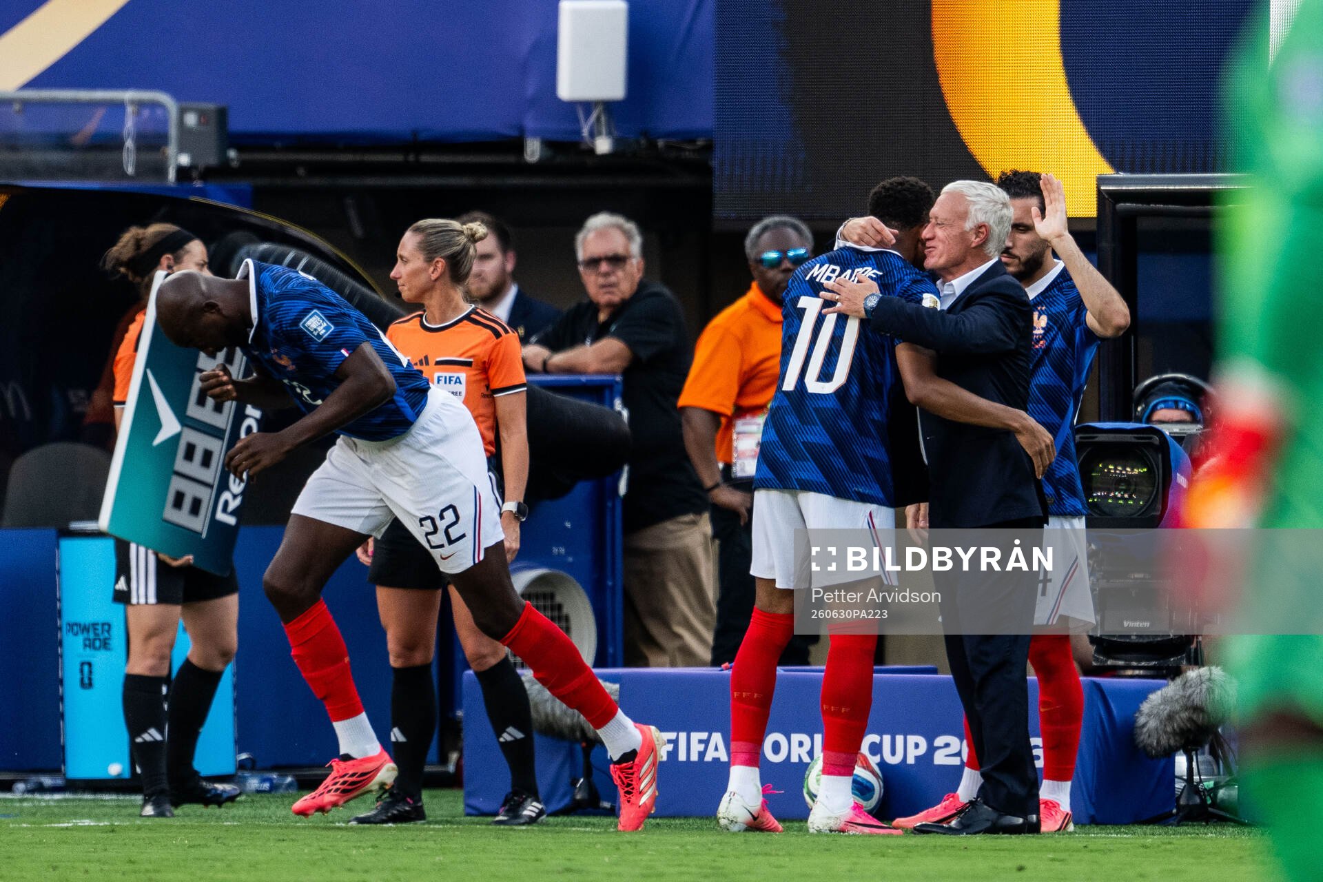 Kylian Mbappe and head coach Didier Claude Deschamps of