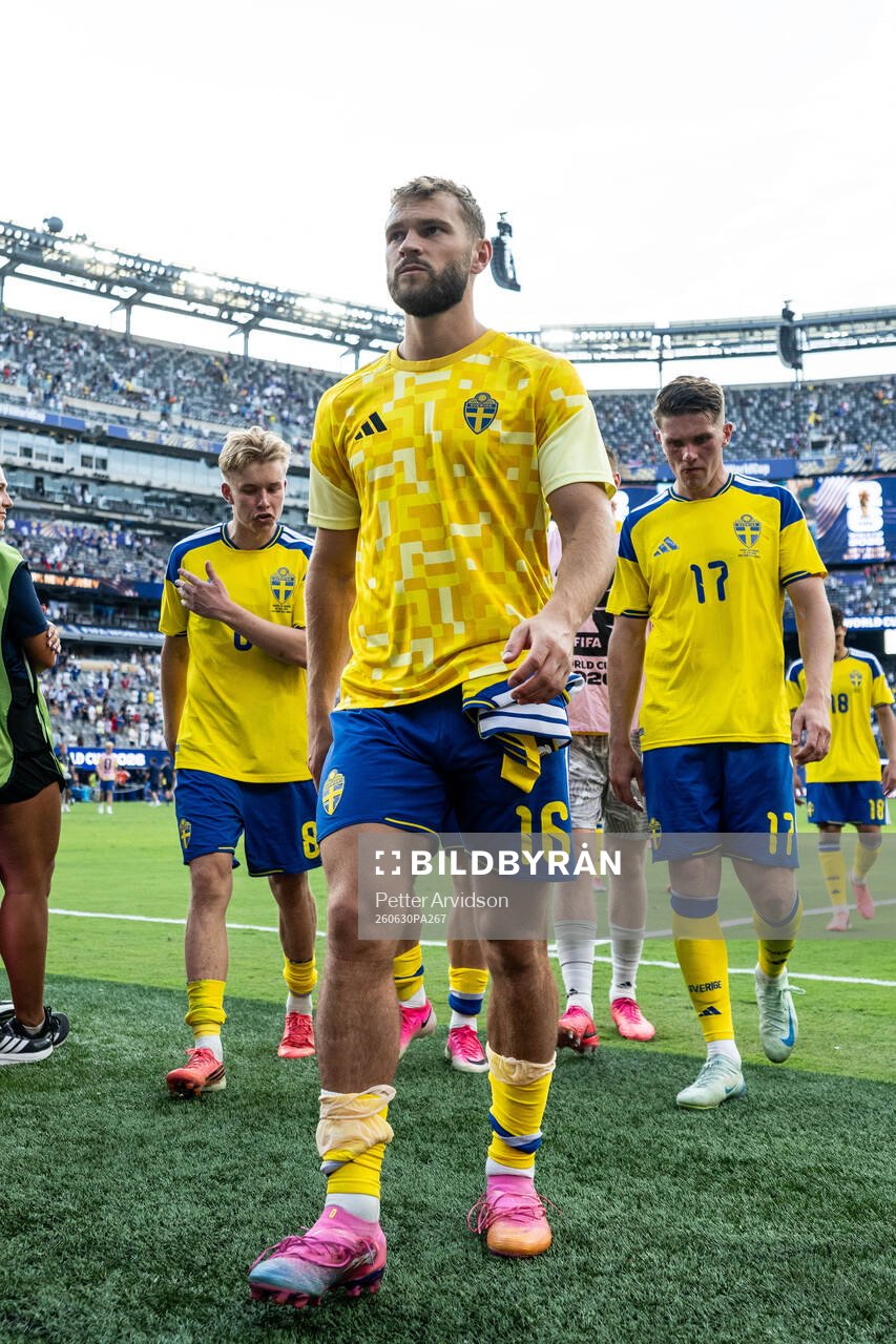 Jesper Karlström of Sweden looks dejected