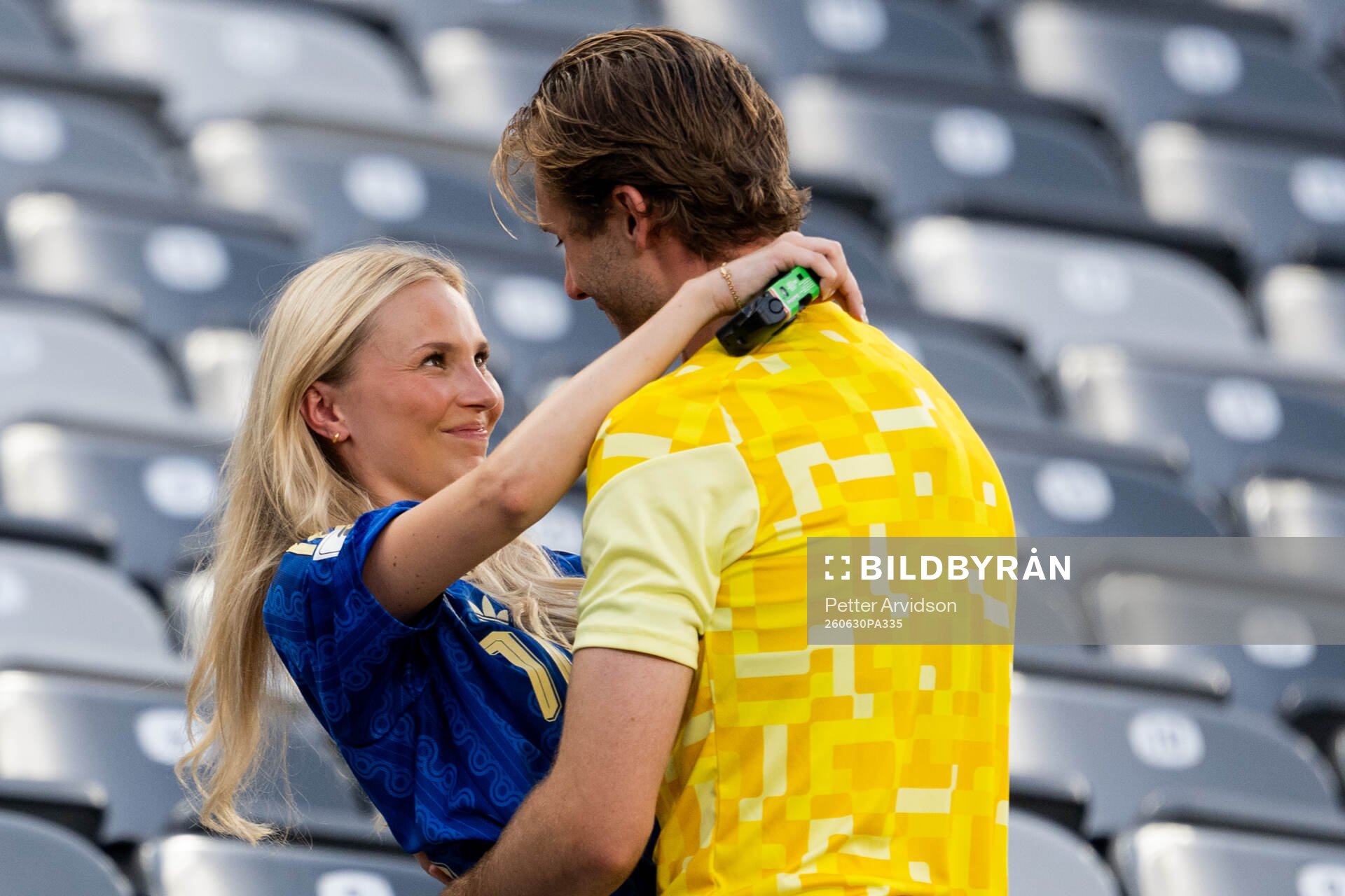 Benjamin Nygren of Sweden with his girlfriend Andrea