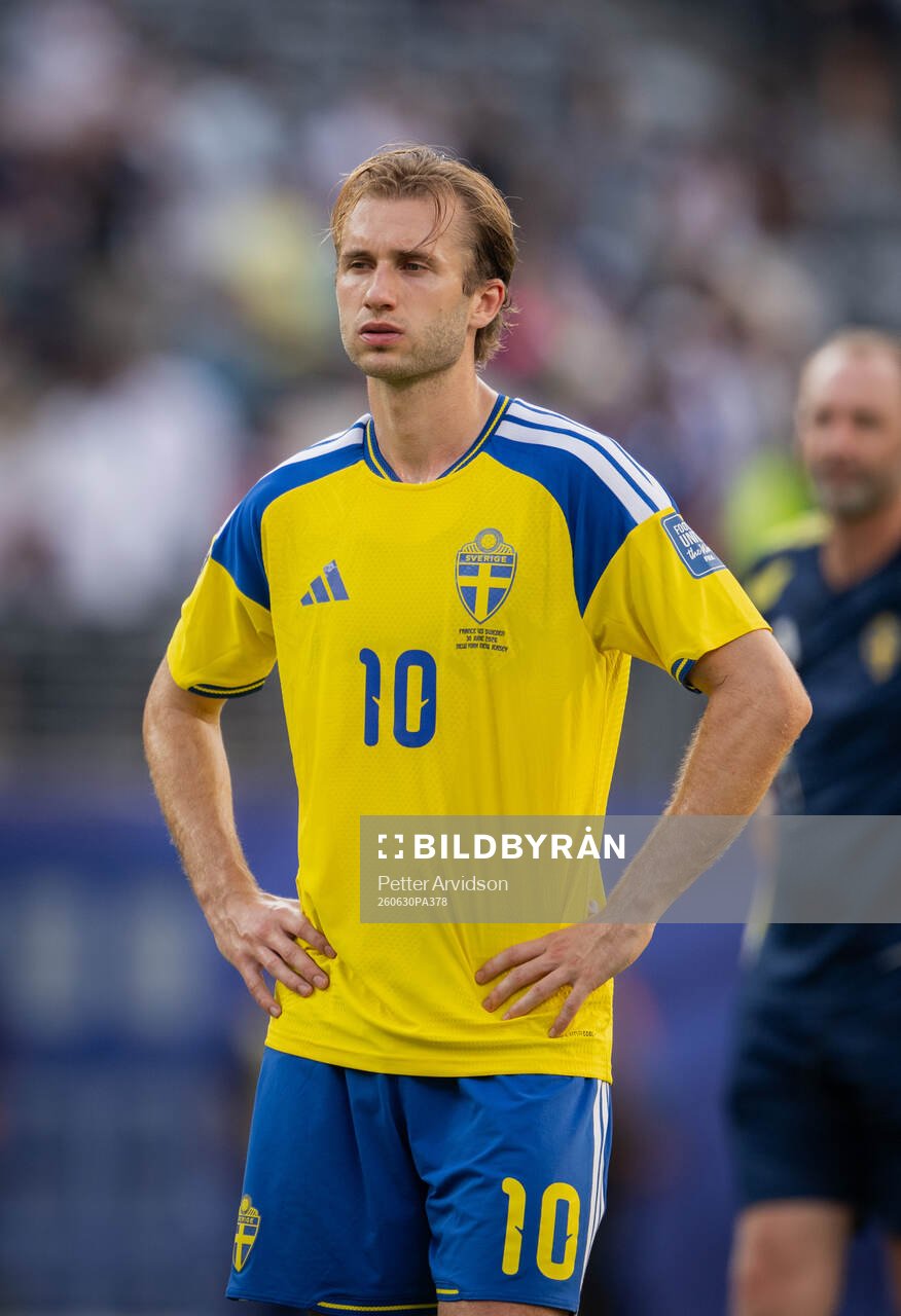 Benjamin Nygren of Sweden looks dejected
