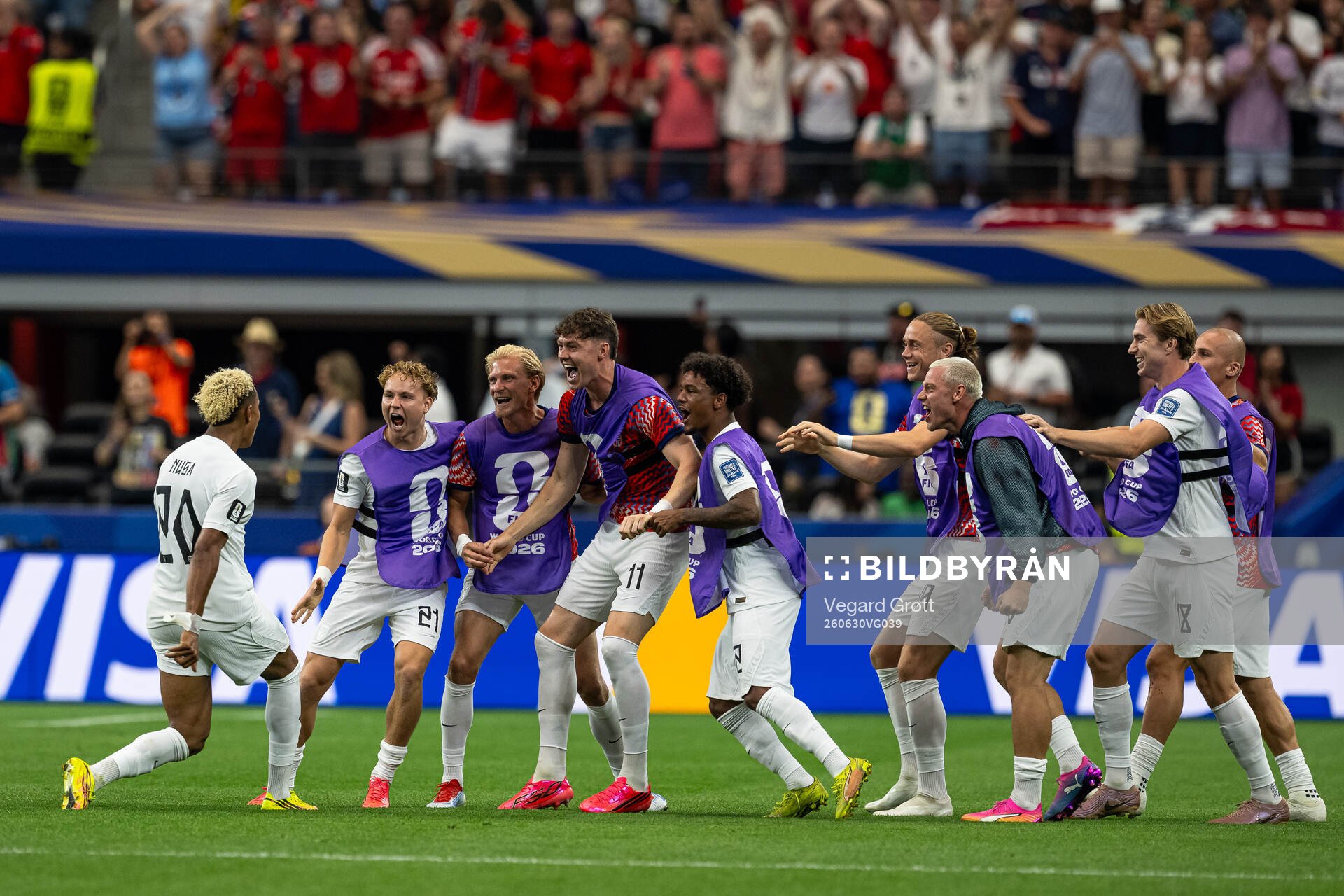 Antonio Nusa of Norway celebrates