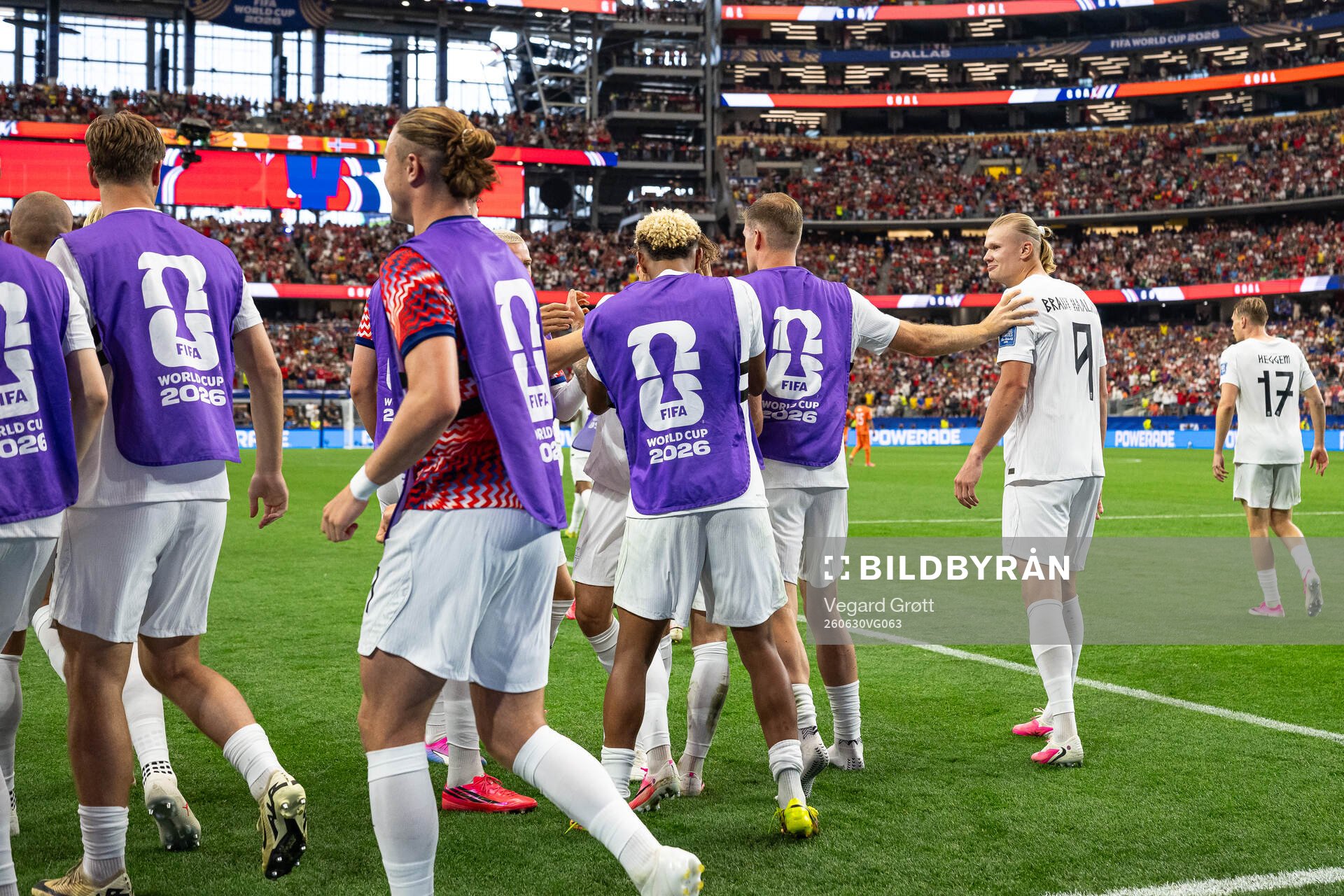 Erling Braut Haaland of Norway celebrate with teammates