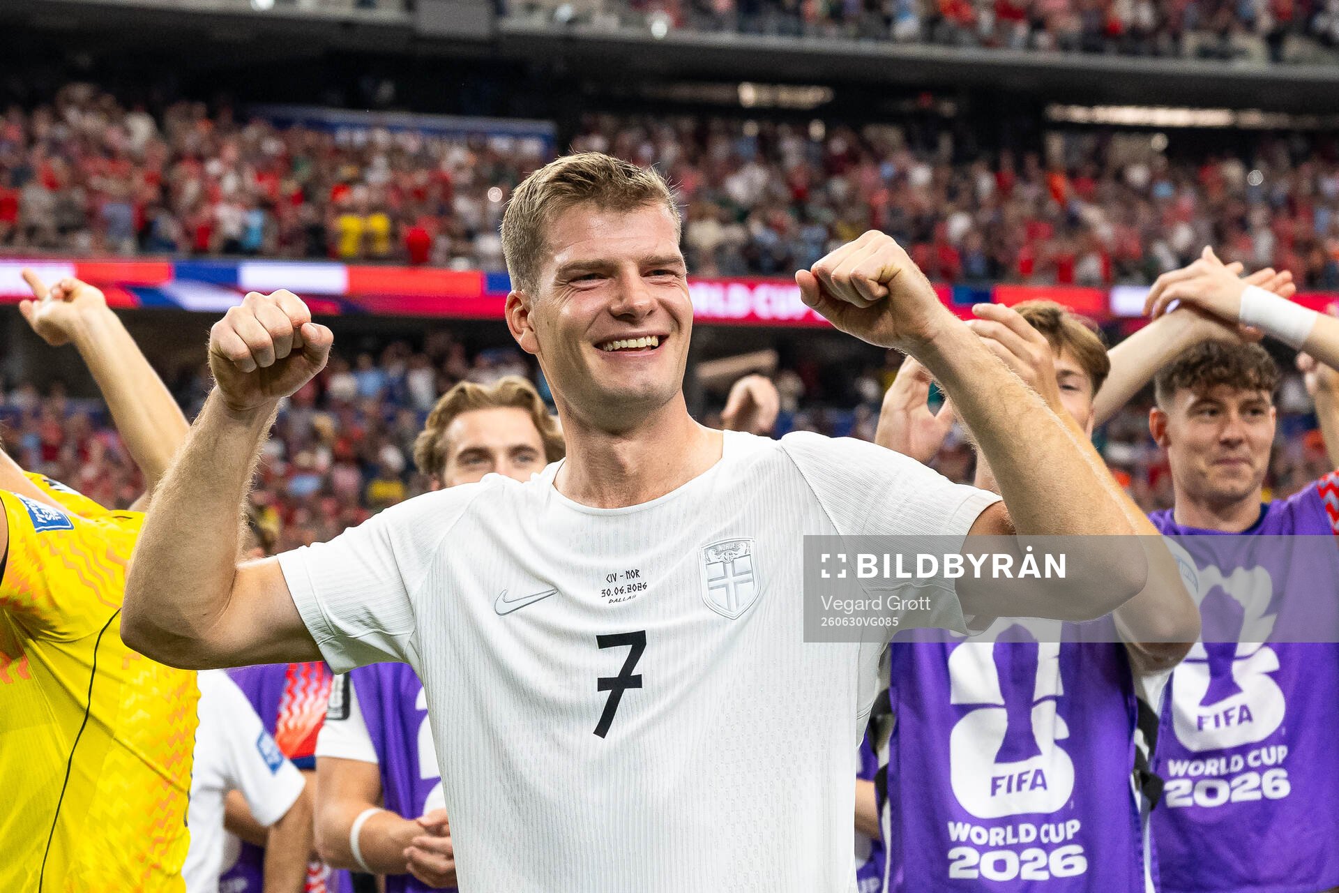 Alexander Sørloth of Norway celebrates