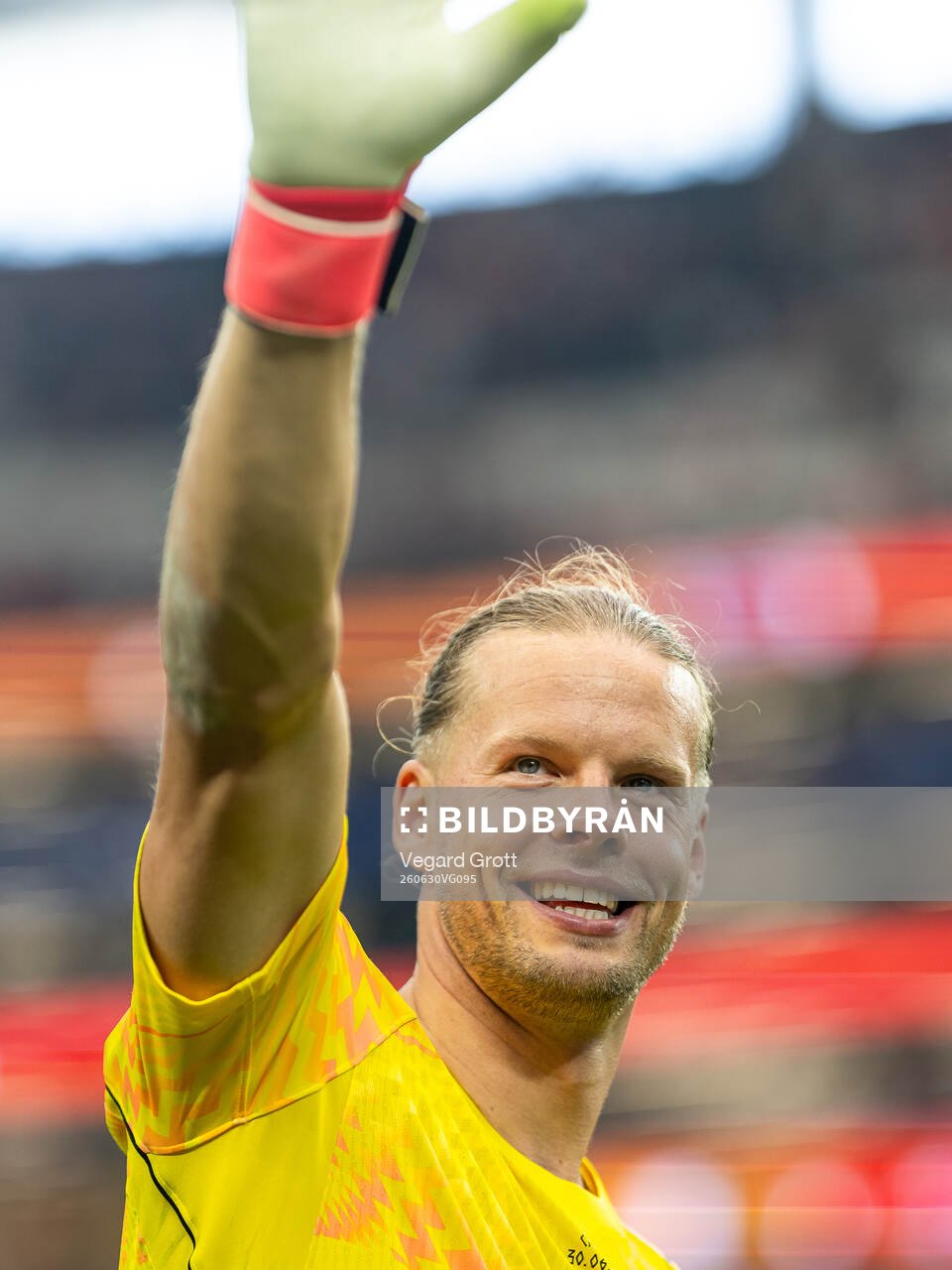 Goalkeeper Ørjan Nyland of Norway celebrates
