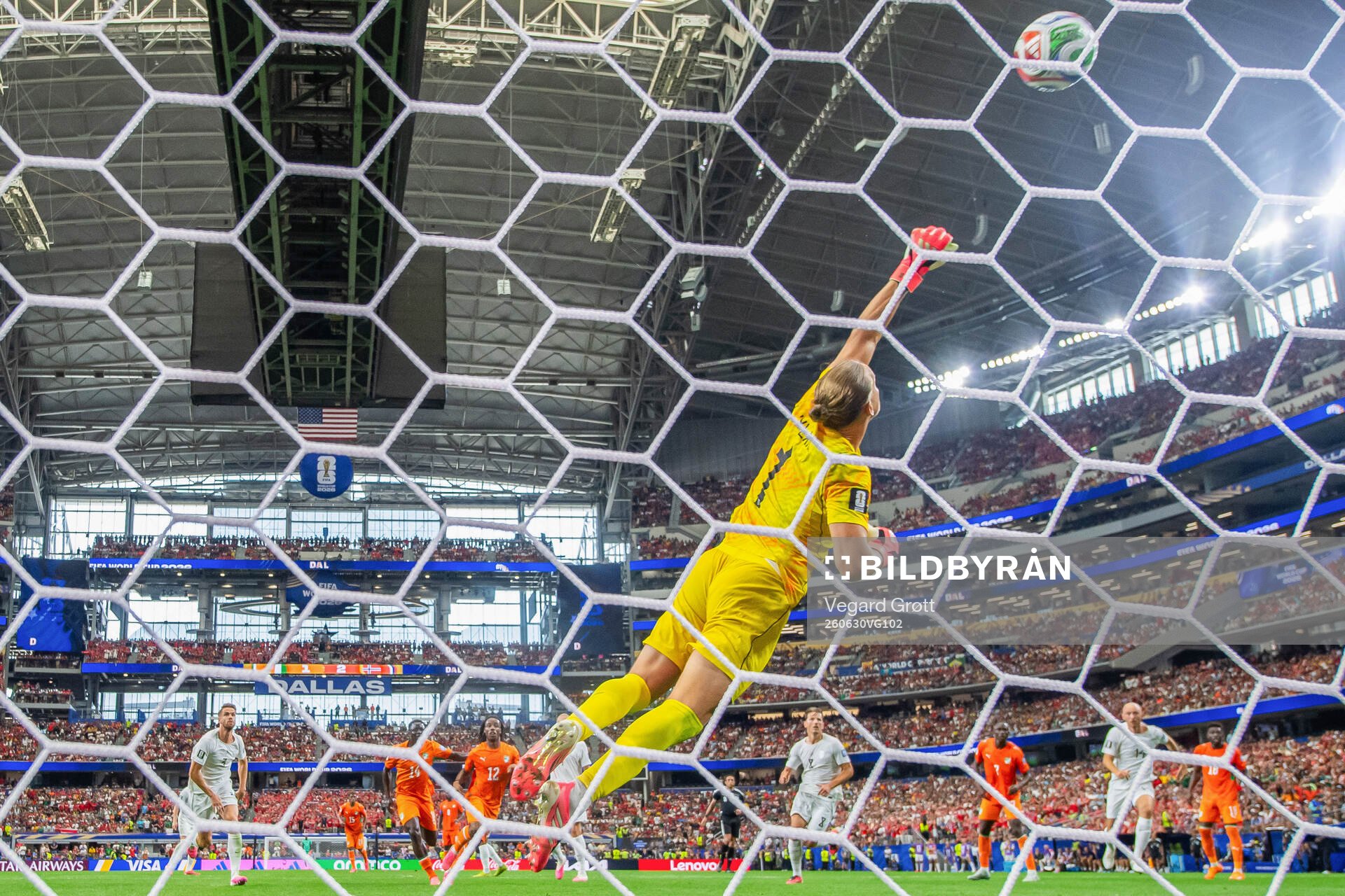 Goalkeeper Ørjan Håskjold Nyland of Norway makes a save