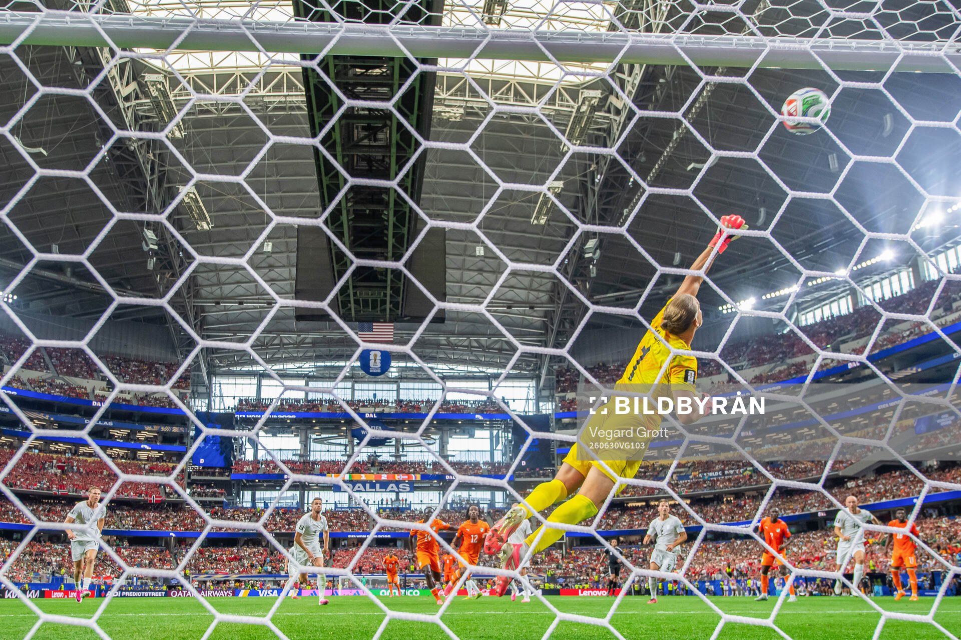 Goalkeeper Ørjan Håskjold Nyland of Norway makes a save