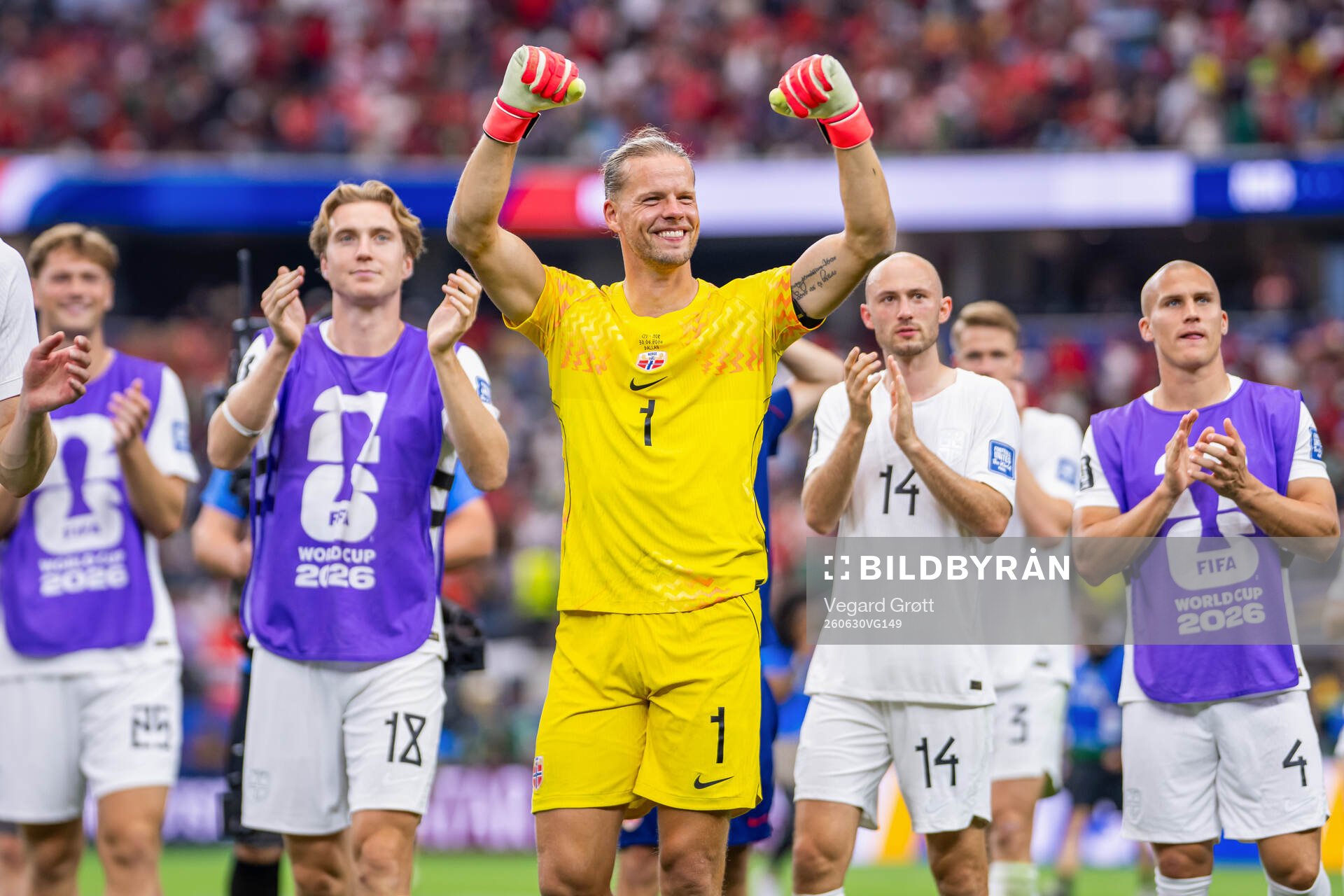 Goalkeeper Ørjan Håskjold Nyland of Norway celebrates
