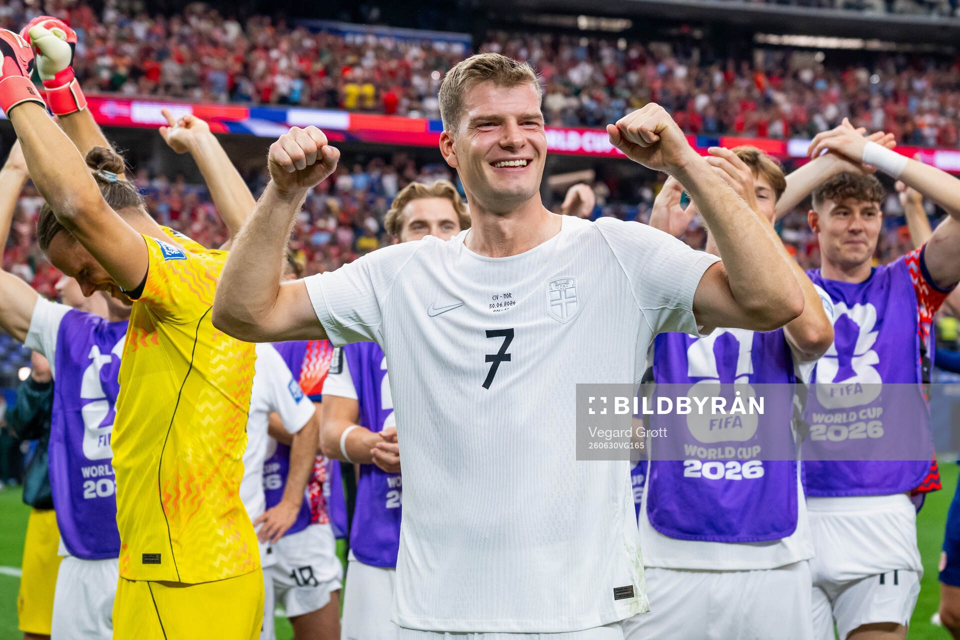 Alexander Sørloth of Norway celebrates