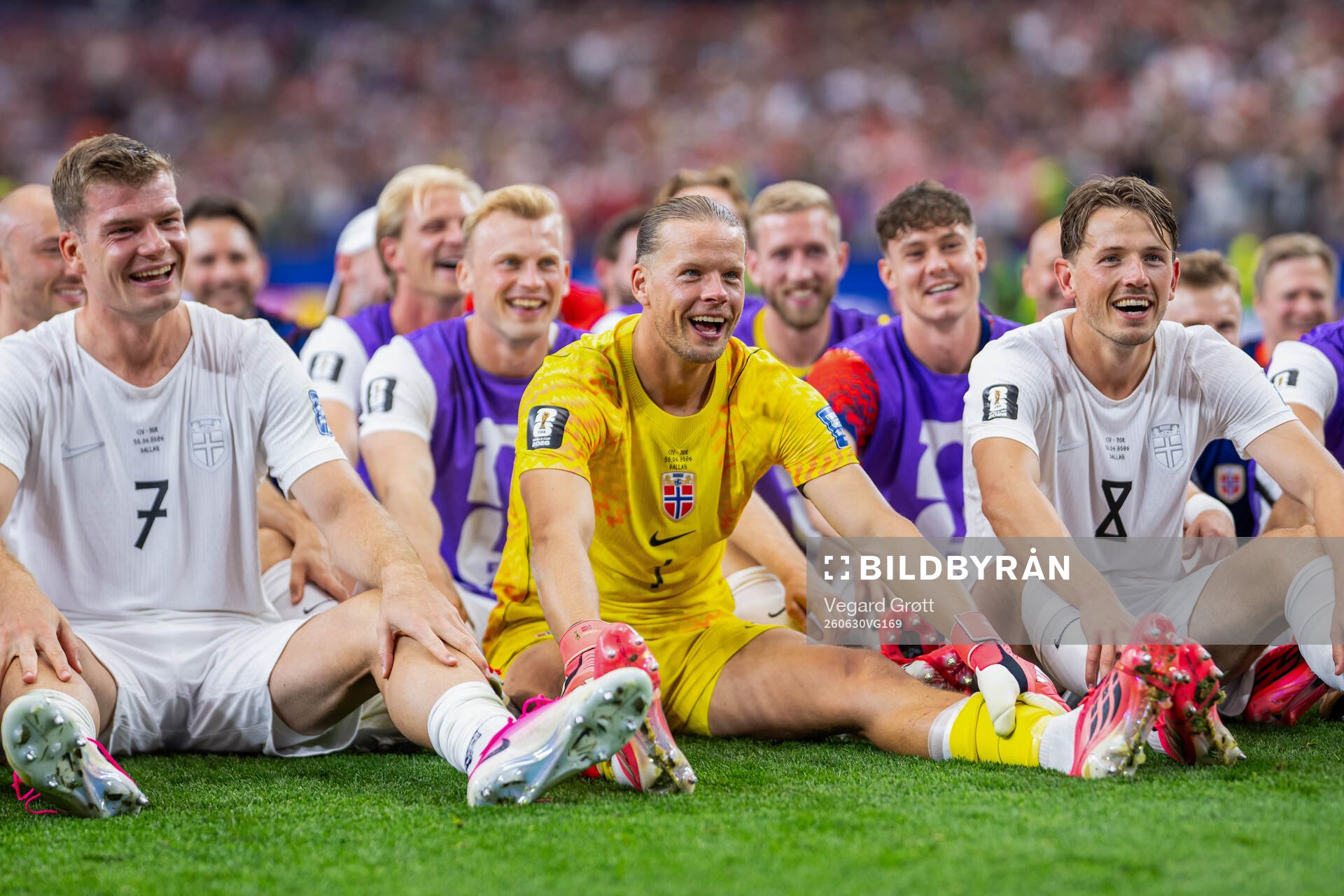 Alexander Sørloth, goalkeeper Ørjan Nyland, Sander Berge,