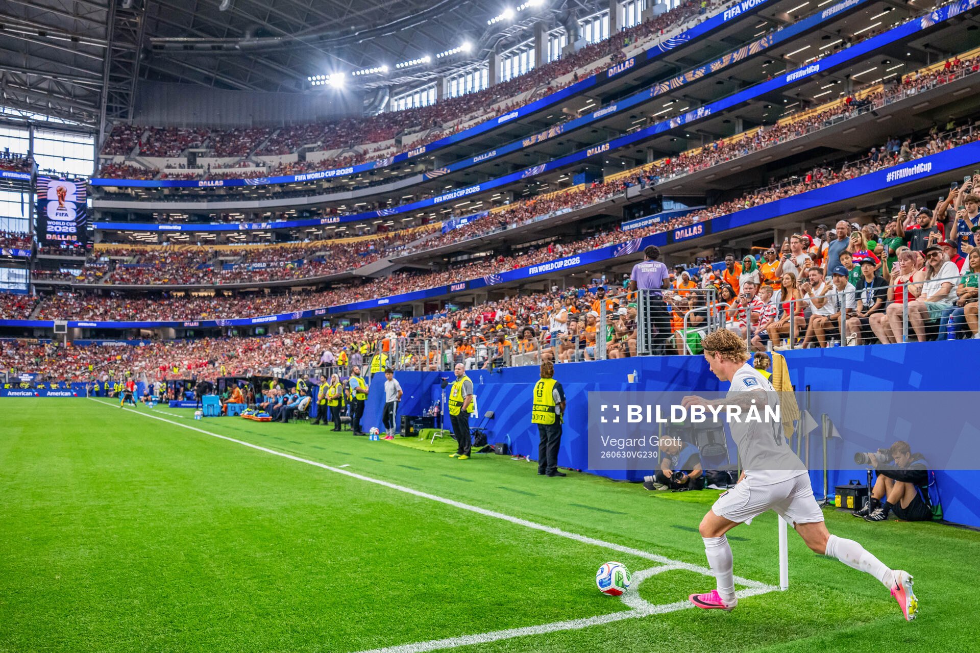 Patrick Berg of Norway takes a corner kick