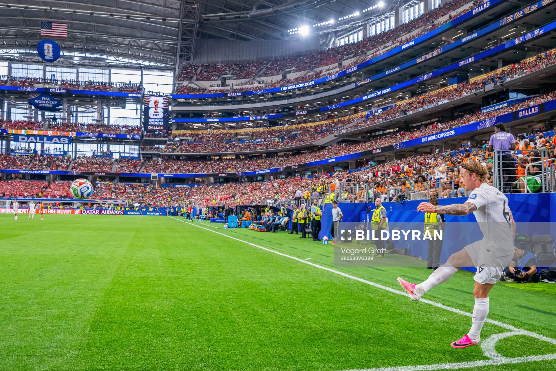 Patrick Berg of Norway takes a corner kick