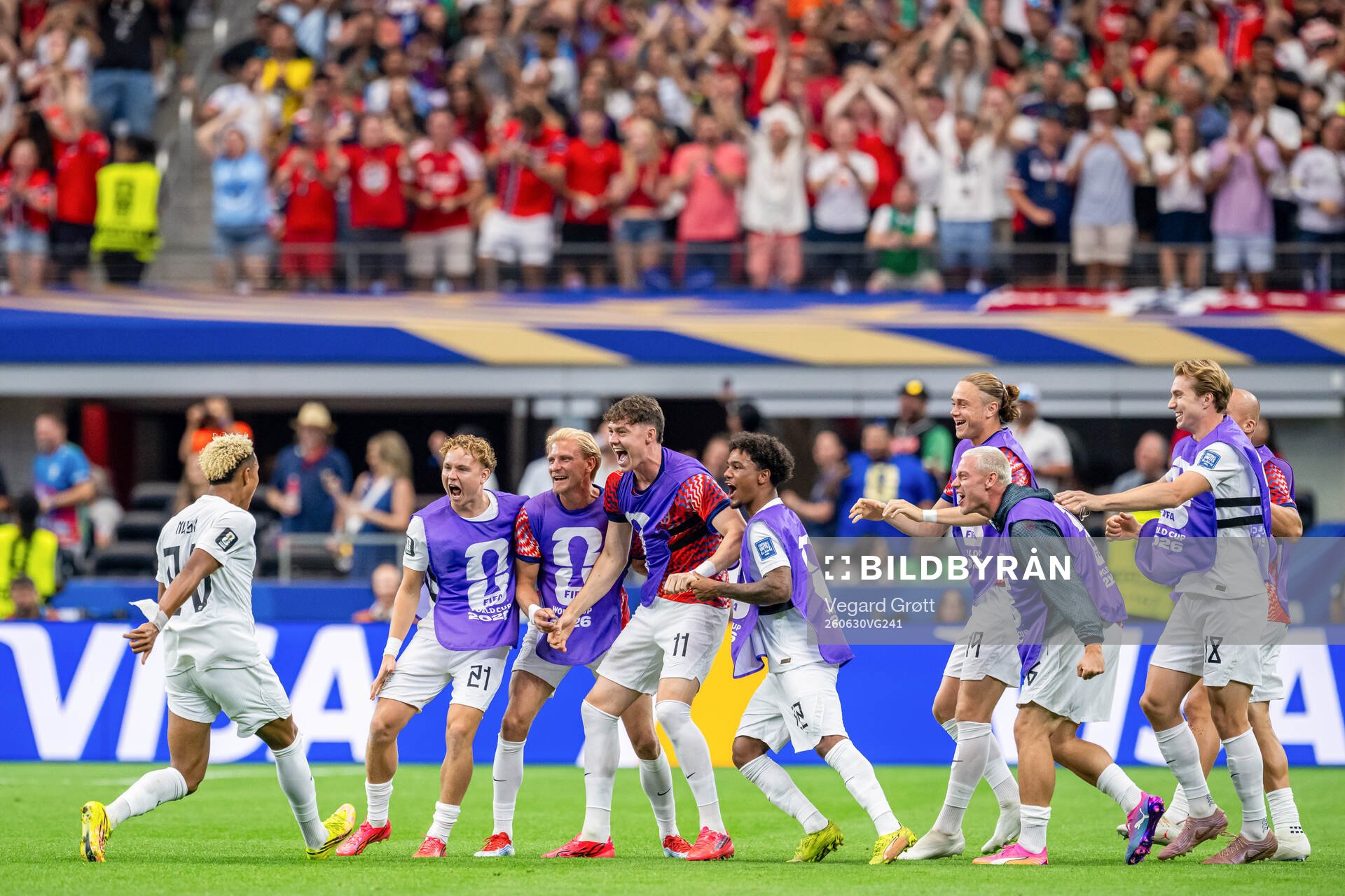 Antonio Nusa of Norway celebrates with Andreas Schjelderup,