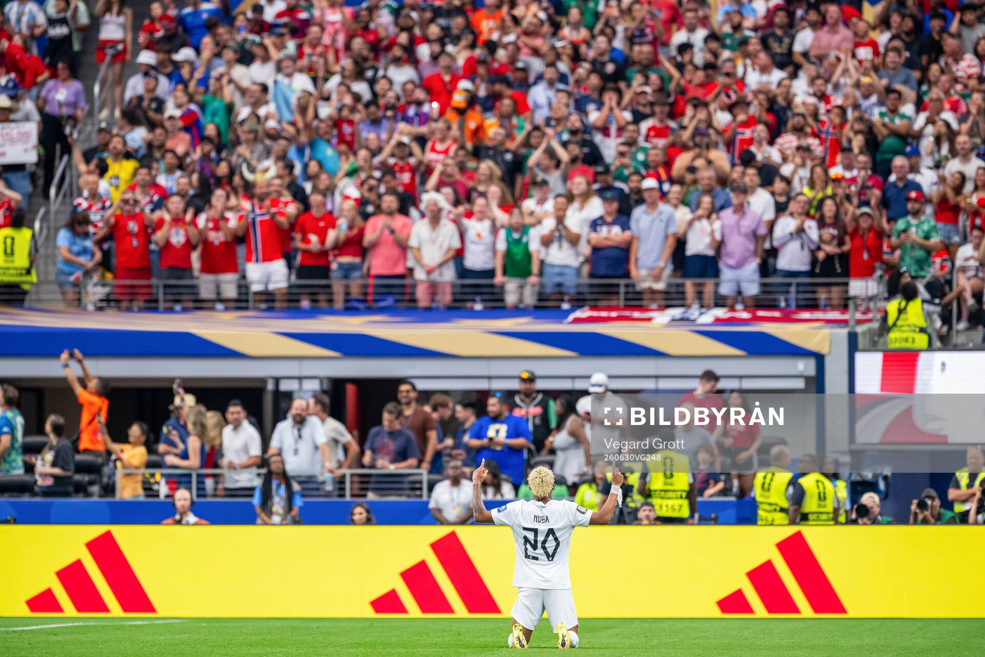 Antonio Nusa of Norway celebrates