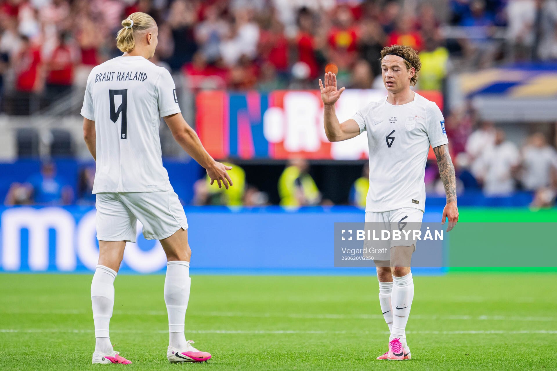 Erling Braut Haaland and Patrick Berg of Norway celebrate