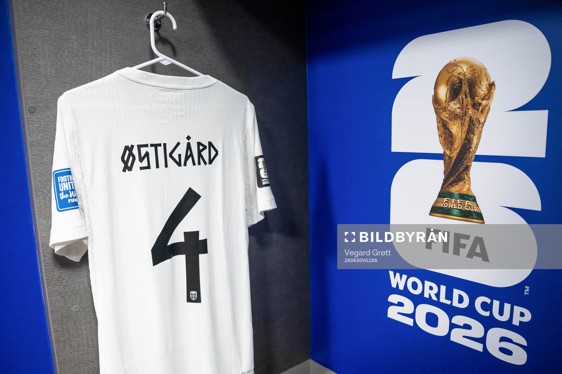 The kit of Leo Østigård of Norway in the dressing room