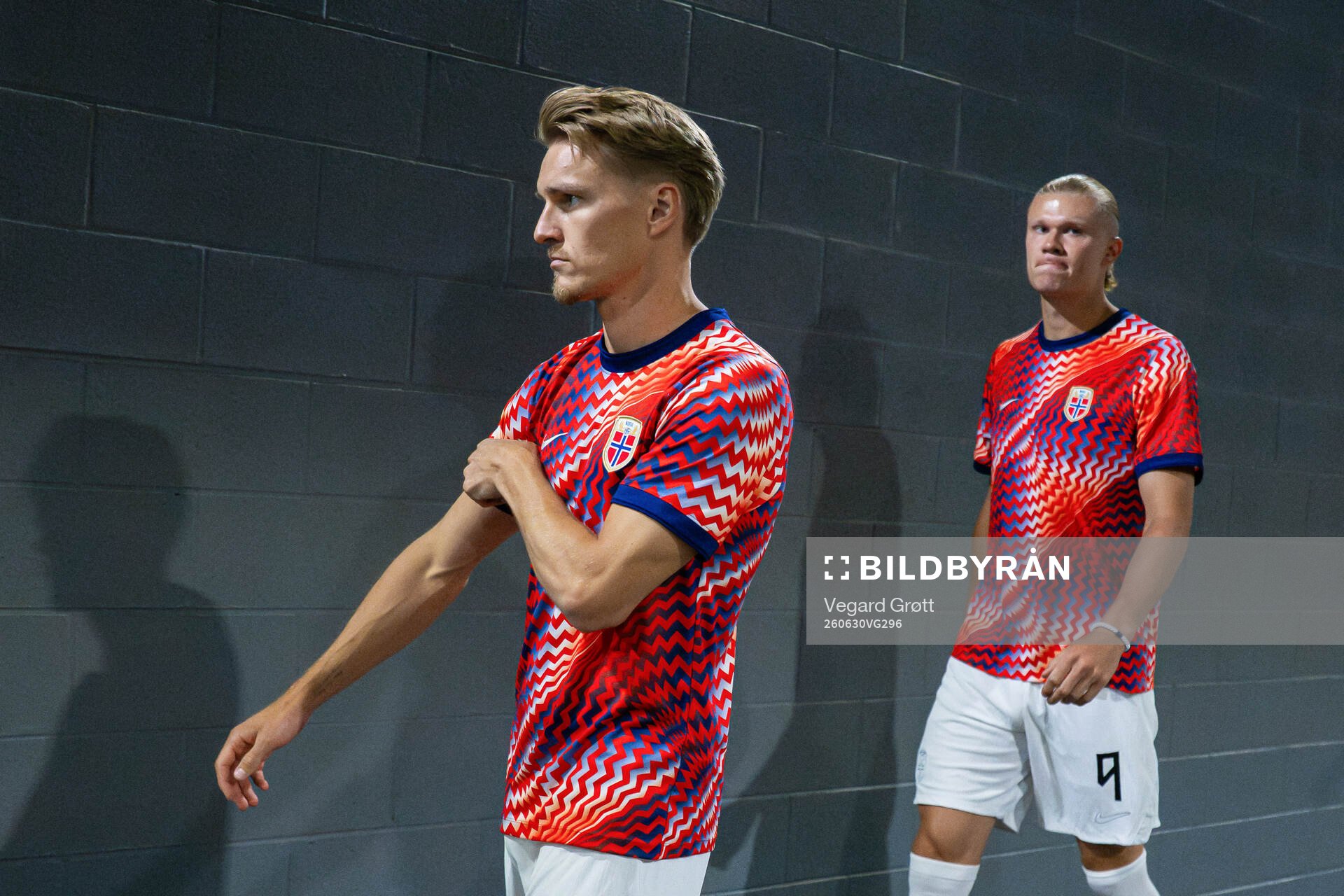 Martin Ødegaard and Erling Braut Haaland of Norway