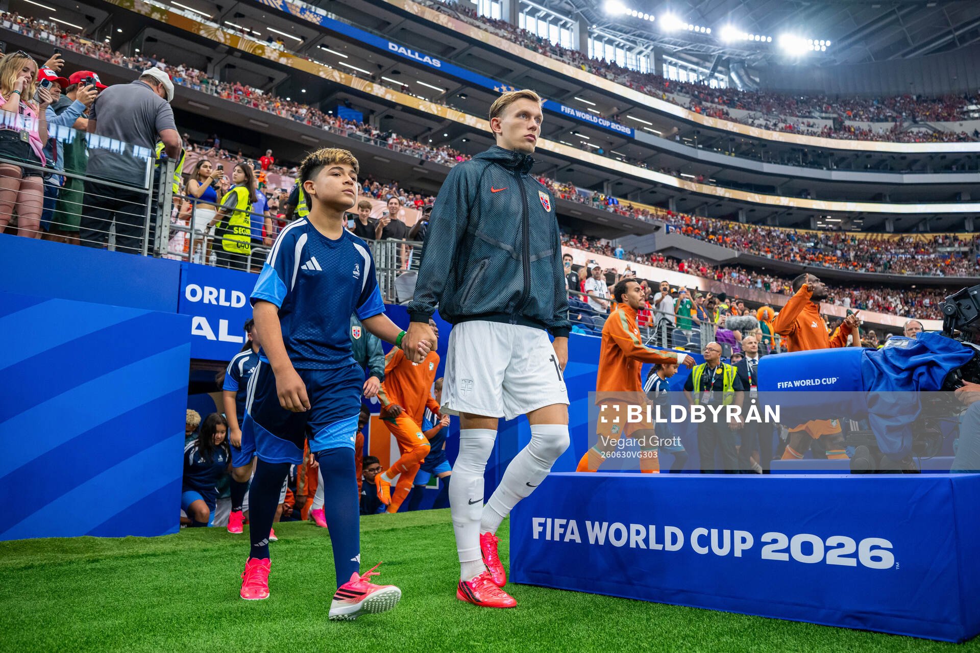 Marcus Holmgren Pedersen of Norway enters the pitch