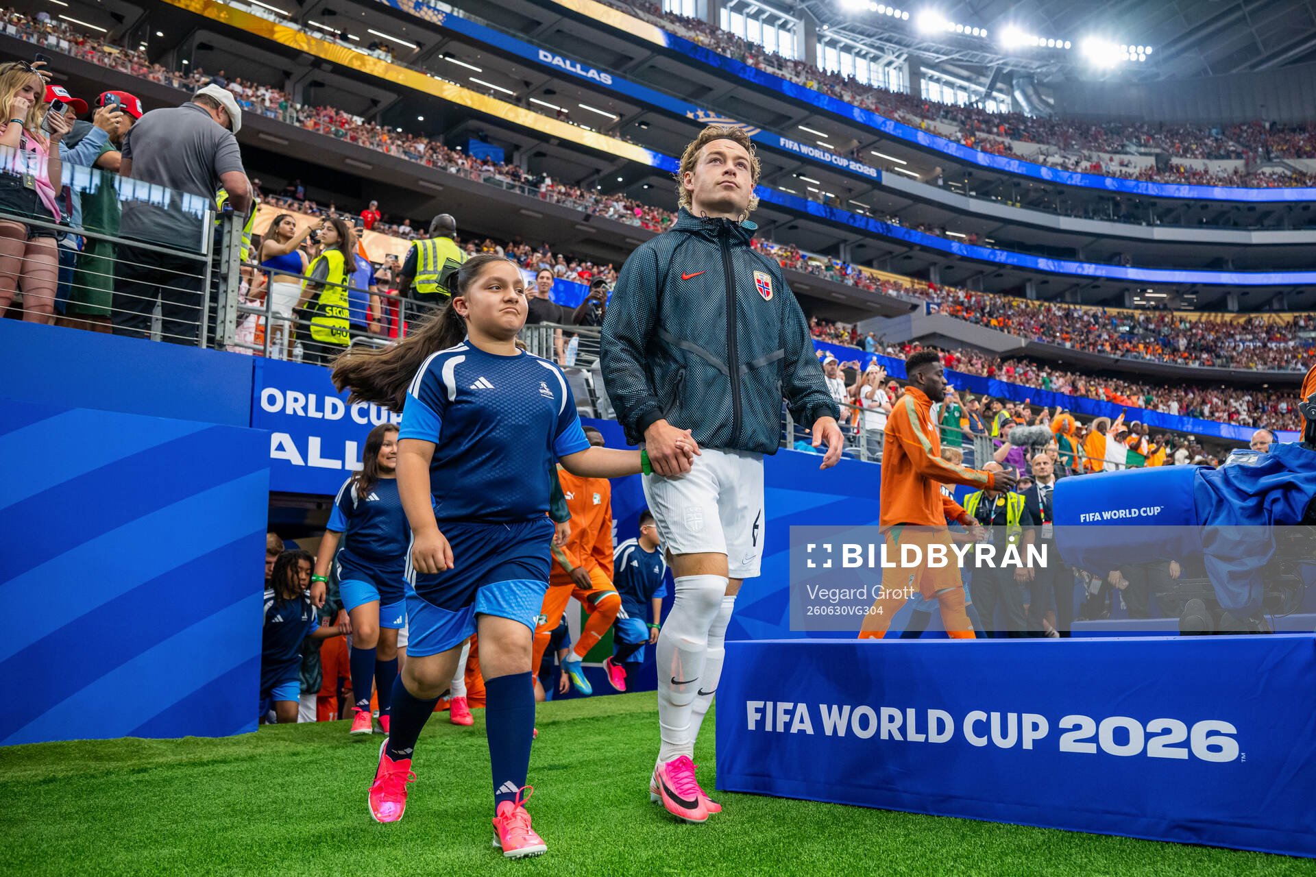 Patrick Berg of Norway enters the pitch