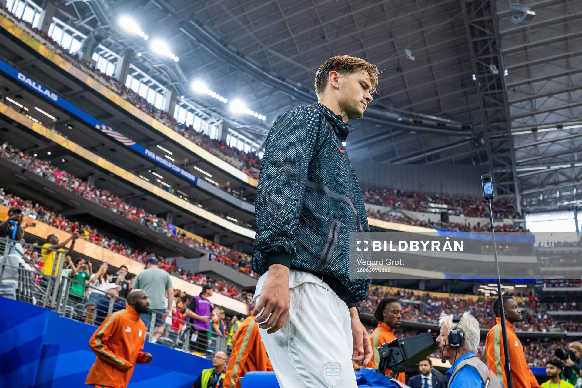 Henrik Falchener of Norway enters the pitch