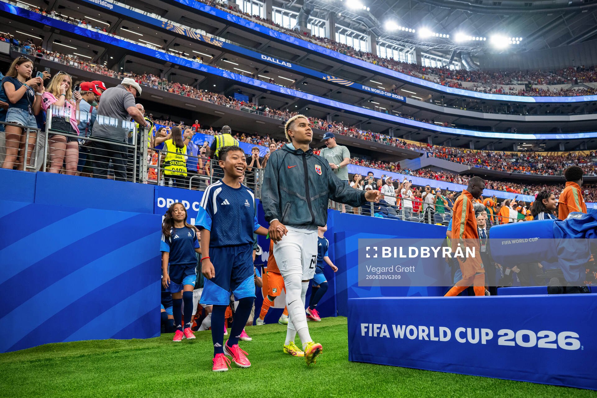 Antonio Nusa of Norway enters the pitch
