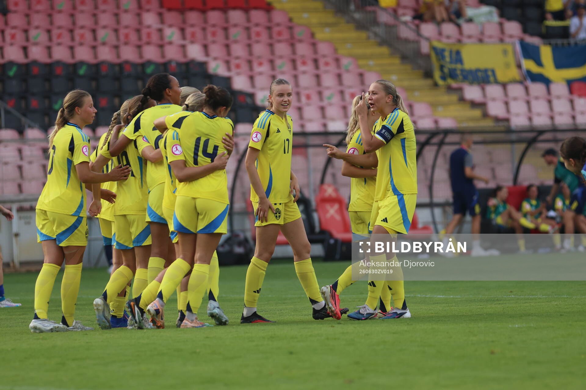 Players of Sweden celebrate