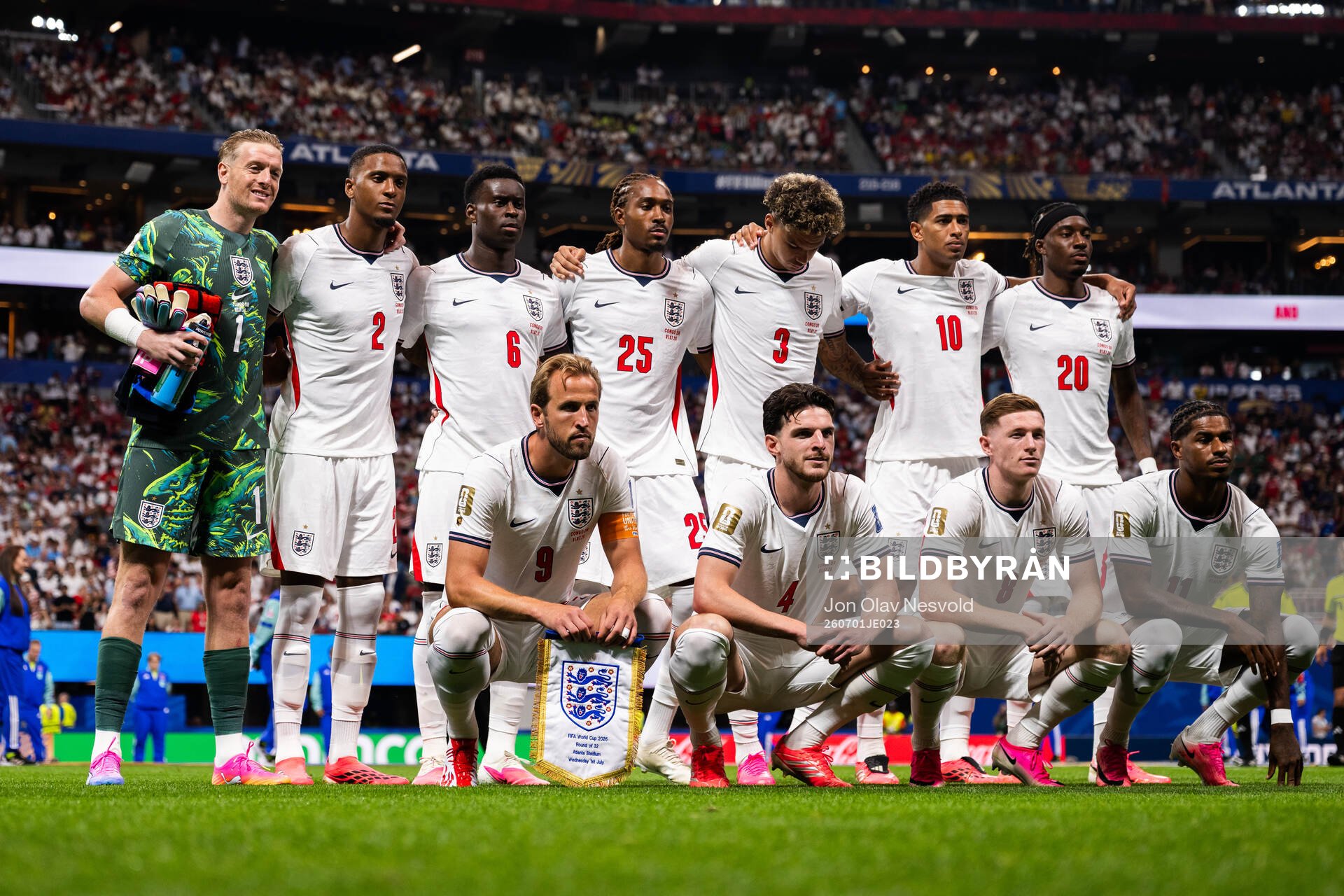 Goalkeeper Jordan Pickford, Ezri Konsa, Marc Guehi, Djed