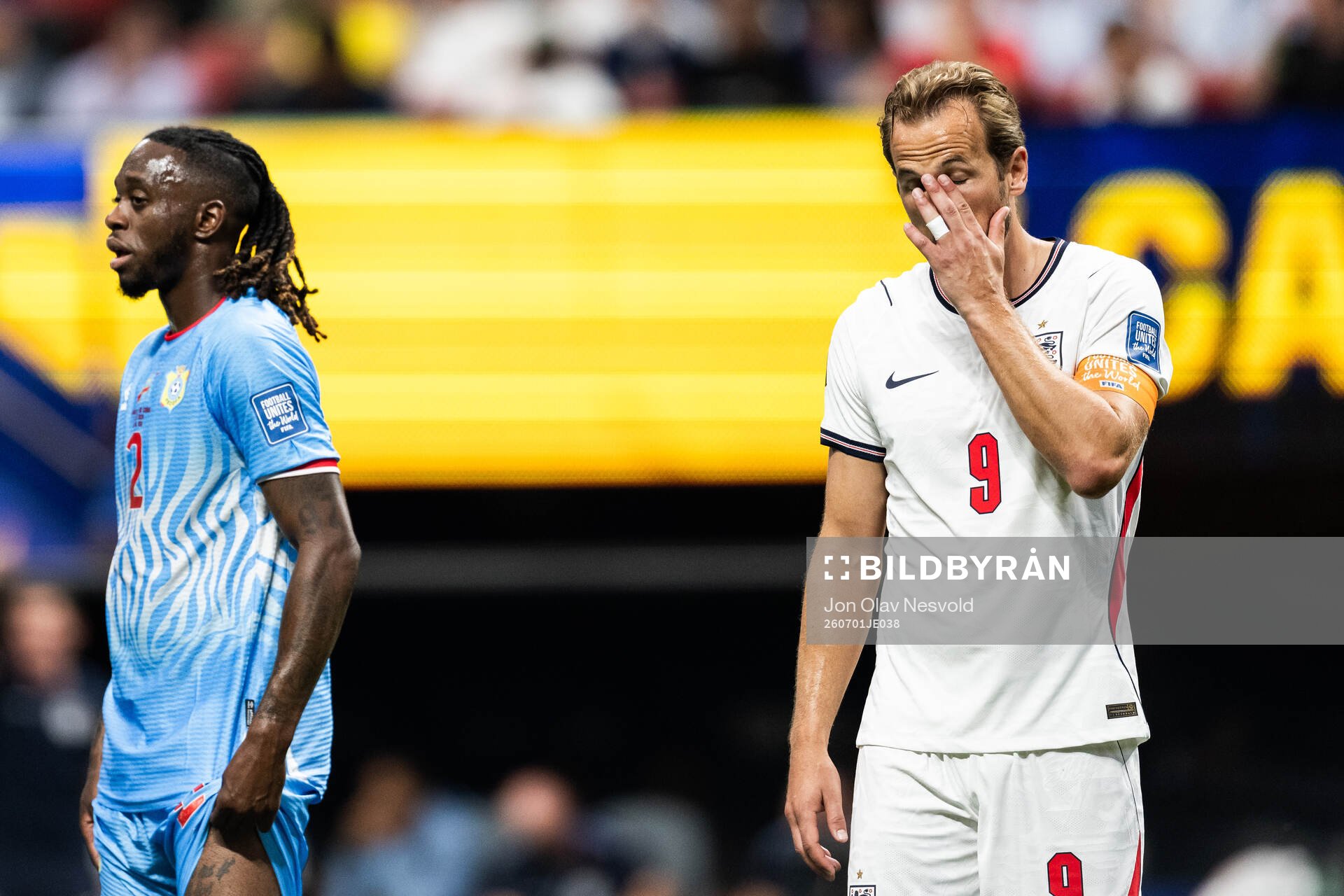 Harry Kane of England looks dejected