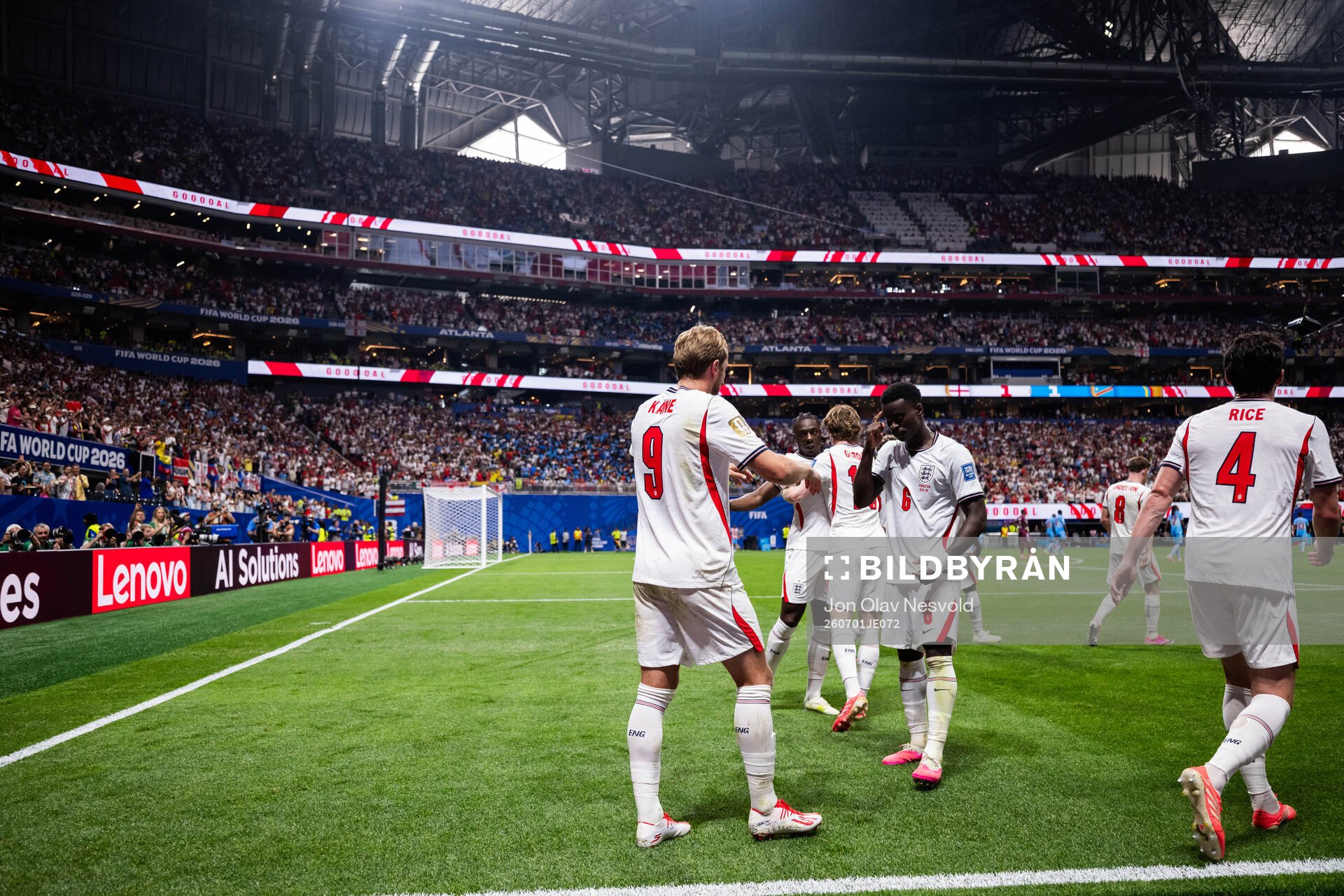 Harry Kane and Marc Guehi of England celebrate