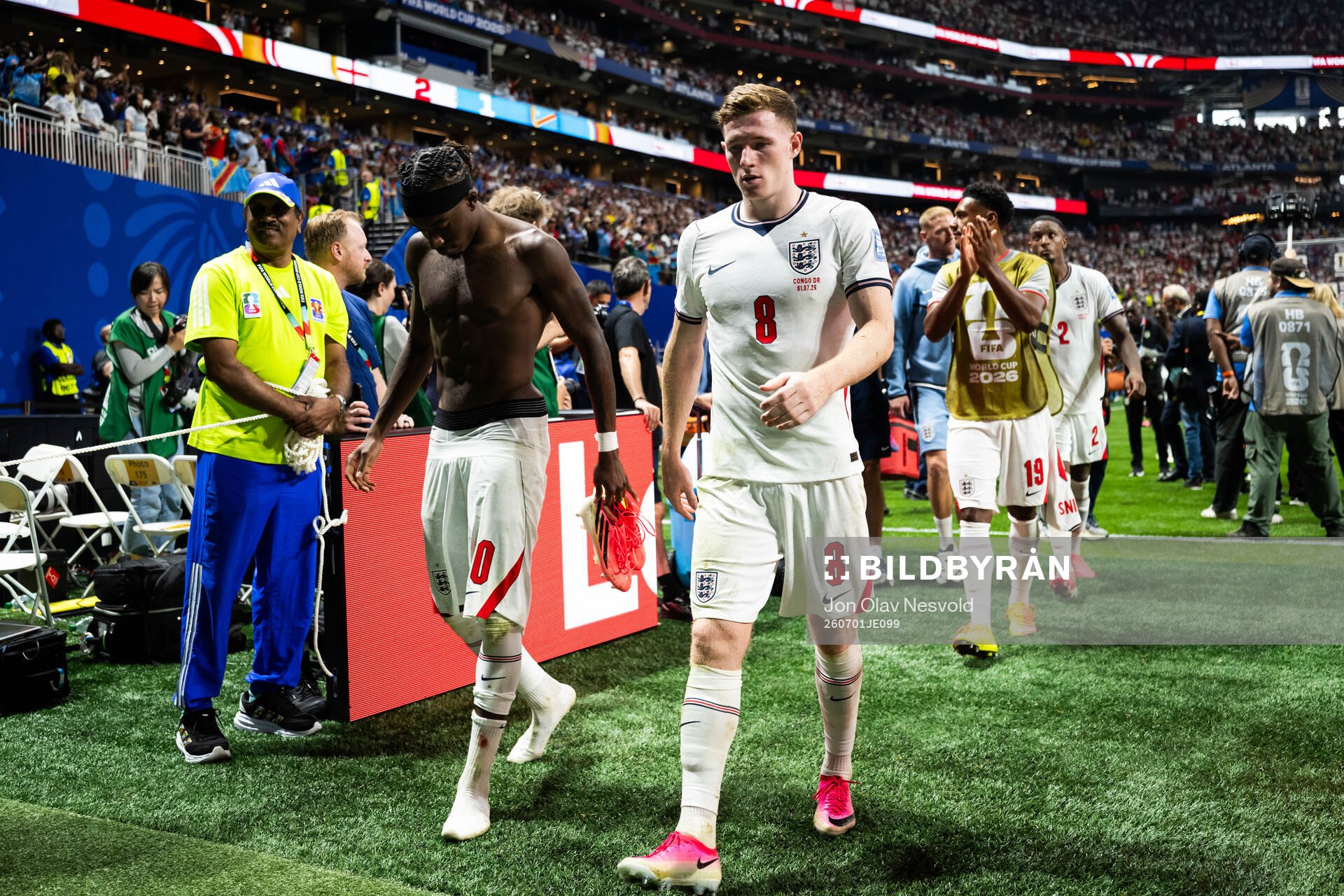 Noni Madueke and Elliot Anderson of England