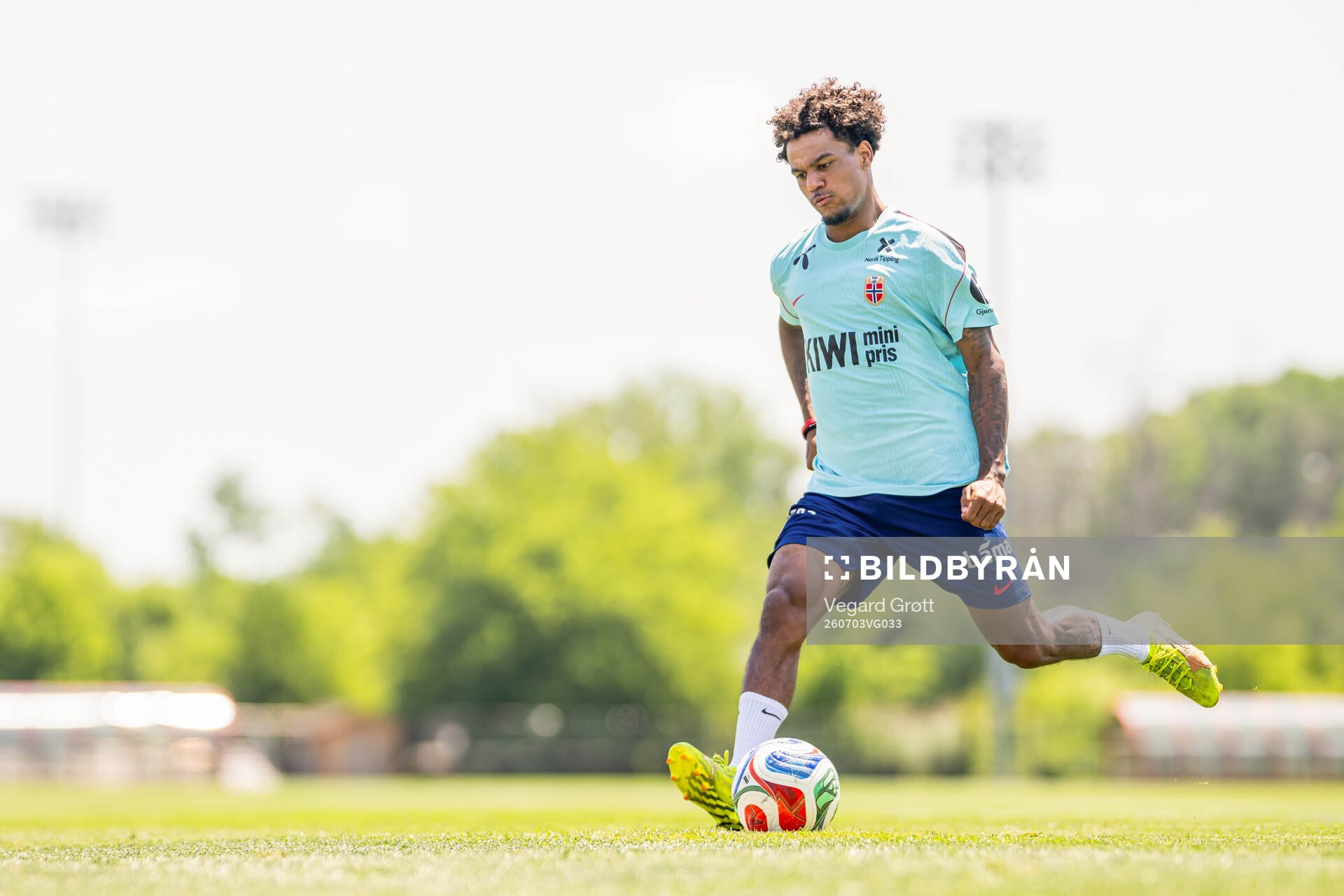 Oscar Bobb of the Norwegian national football team at a