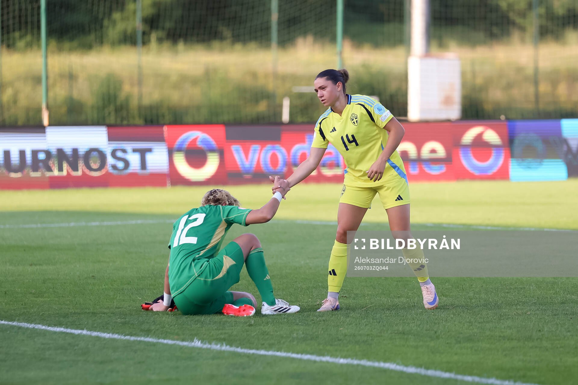 Goalkeeper Saga Andersson and Thea Staffansson of Sweden
