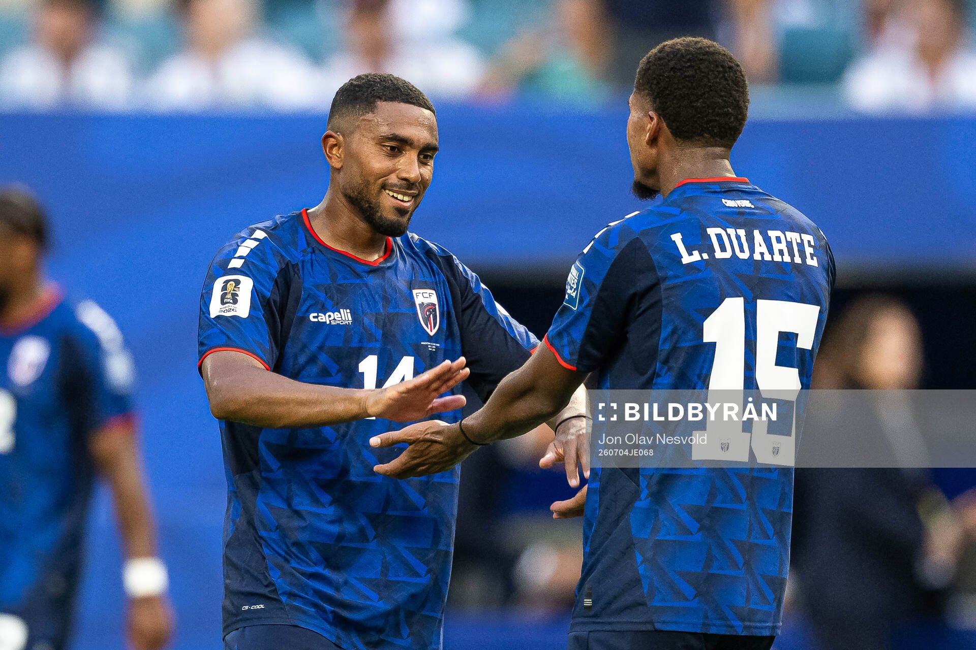 Deroy Duarte and Laros Duarte of Cabo Verde  celebrate