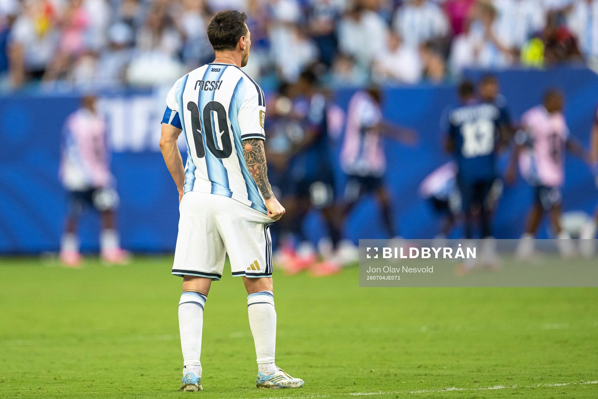 Lionel Messi of Argentina looks dejected