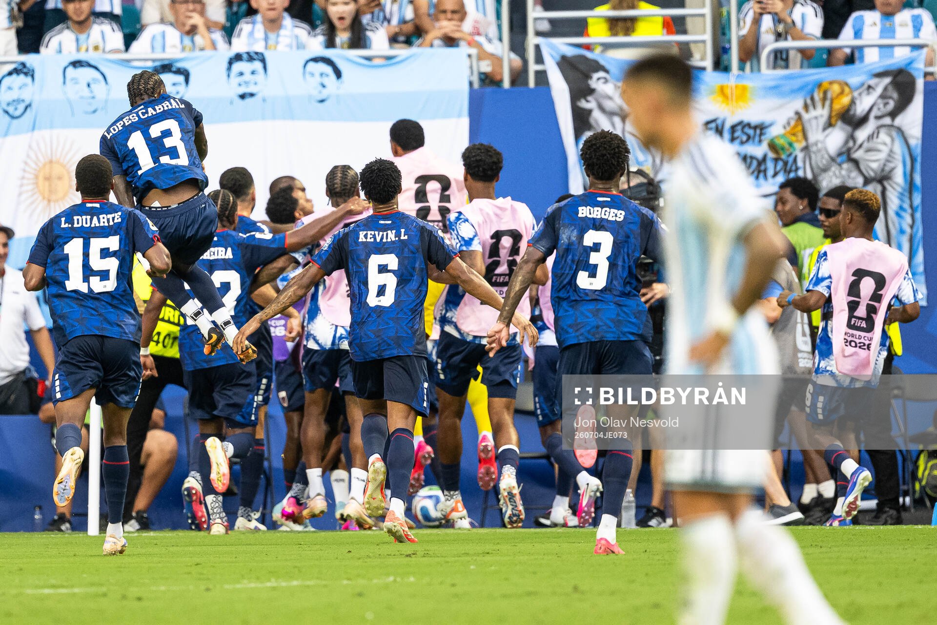 Players of Cabo Verde celebrate 1-1