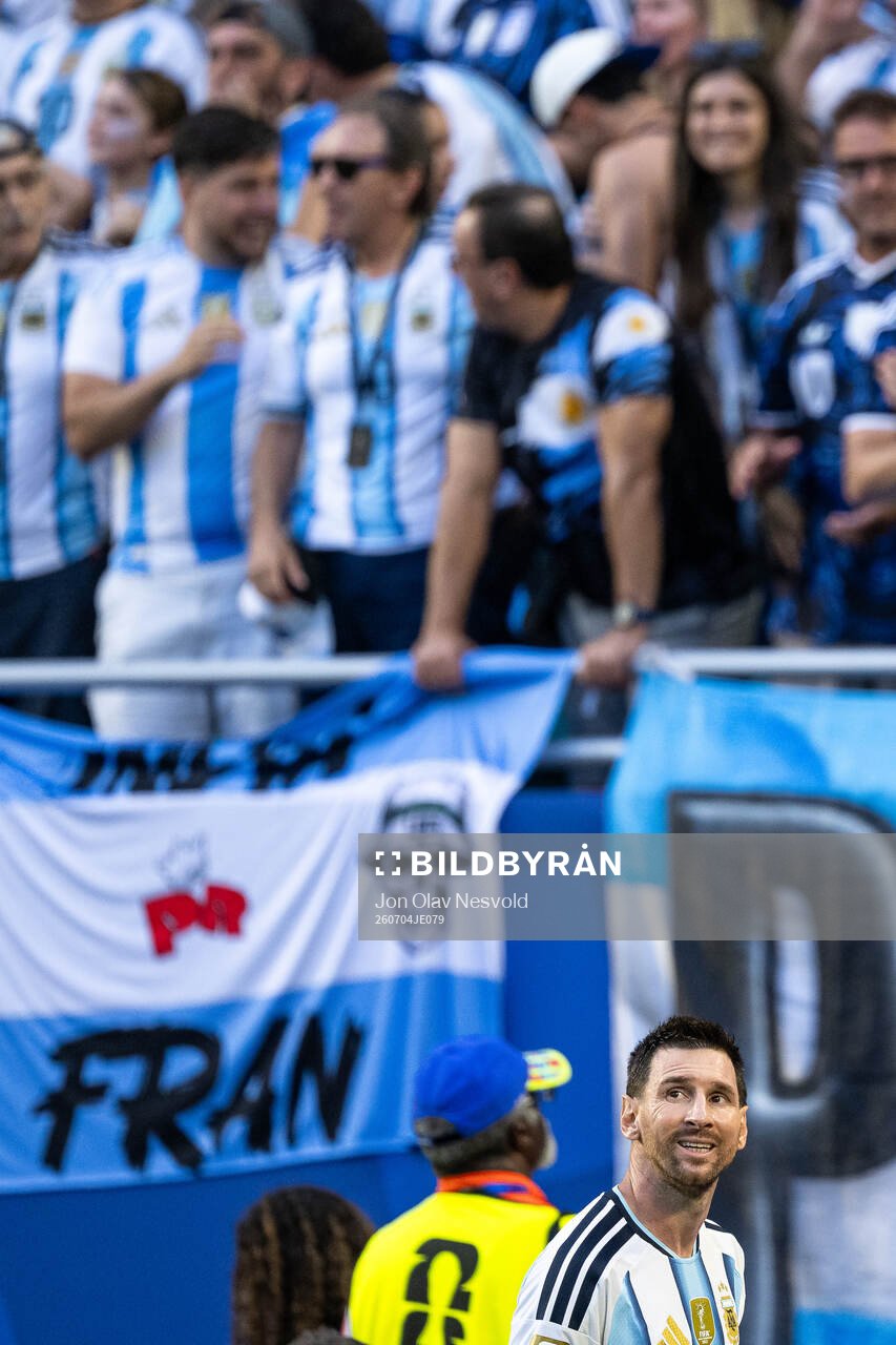 Lionel Messi of Argentina looks dejected