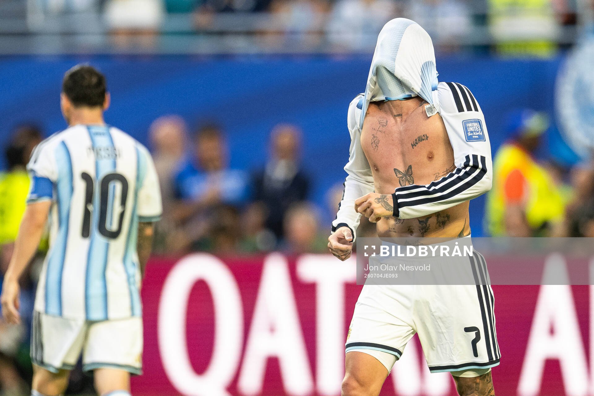 Rodrigo De Paul of Argentina reacts