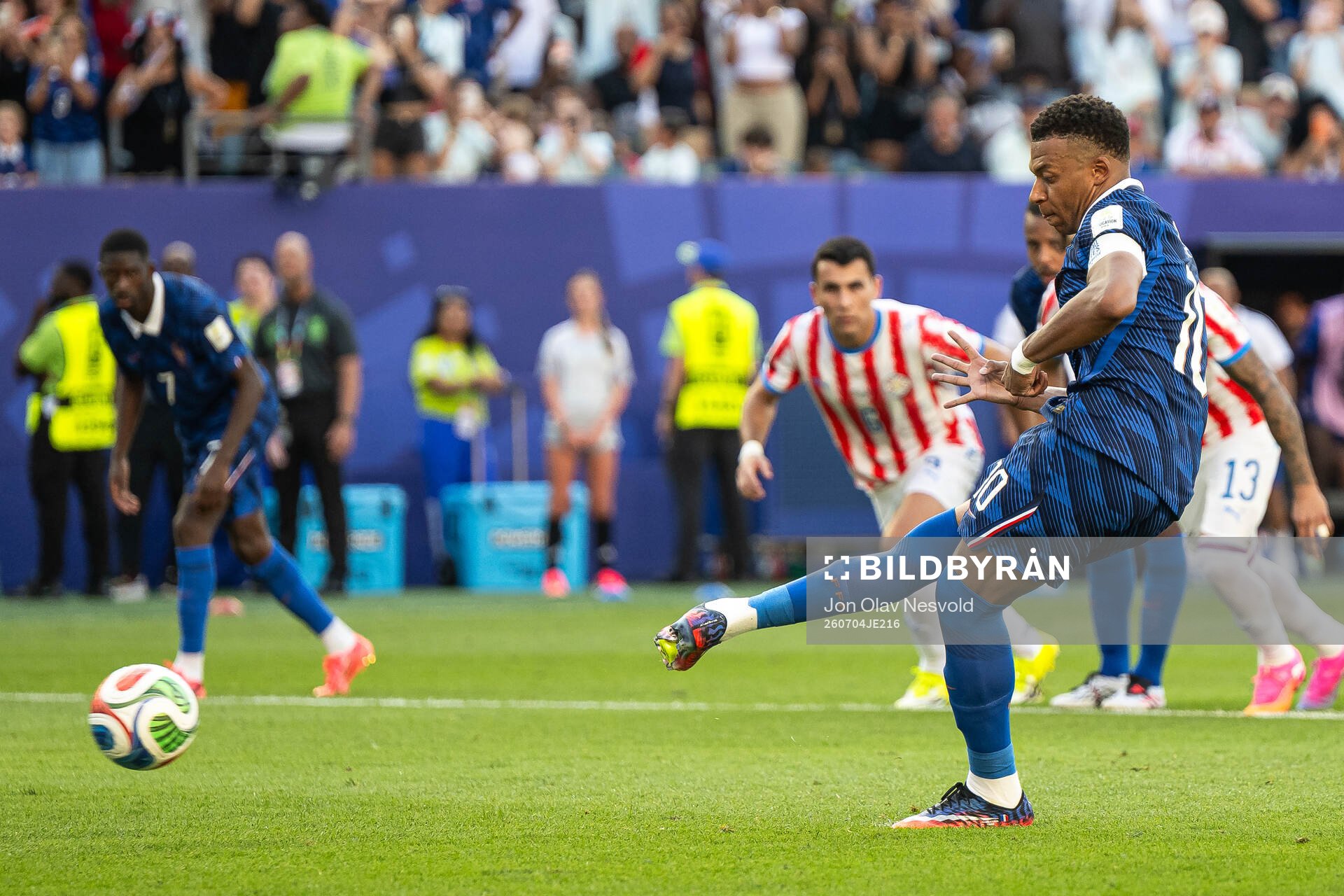 Kylian Mbappe of France scores the 0-1 goal