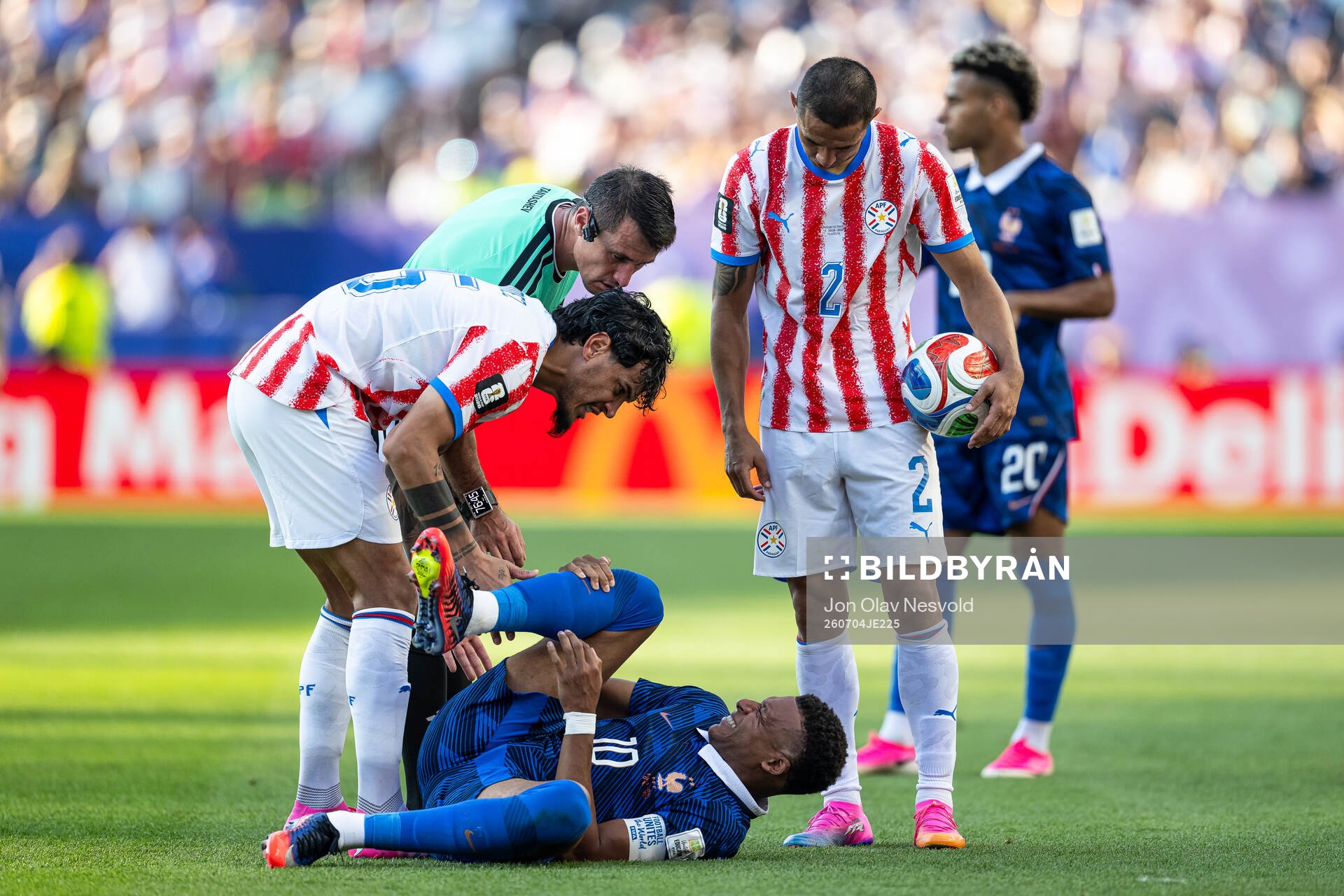 Kylian Mbappe of France in pain