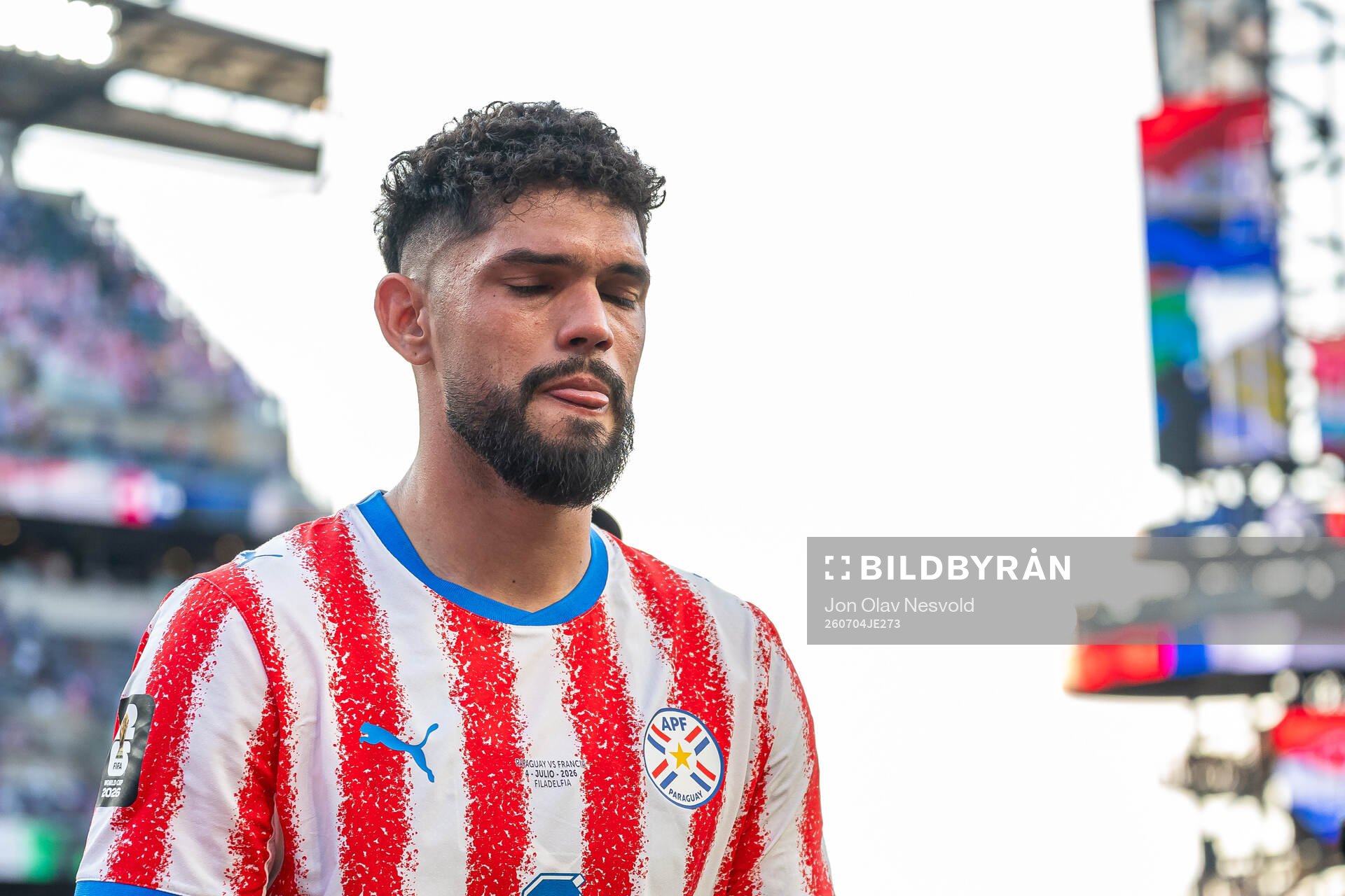 Omar Alderete of Paraguay looks dejected