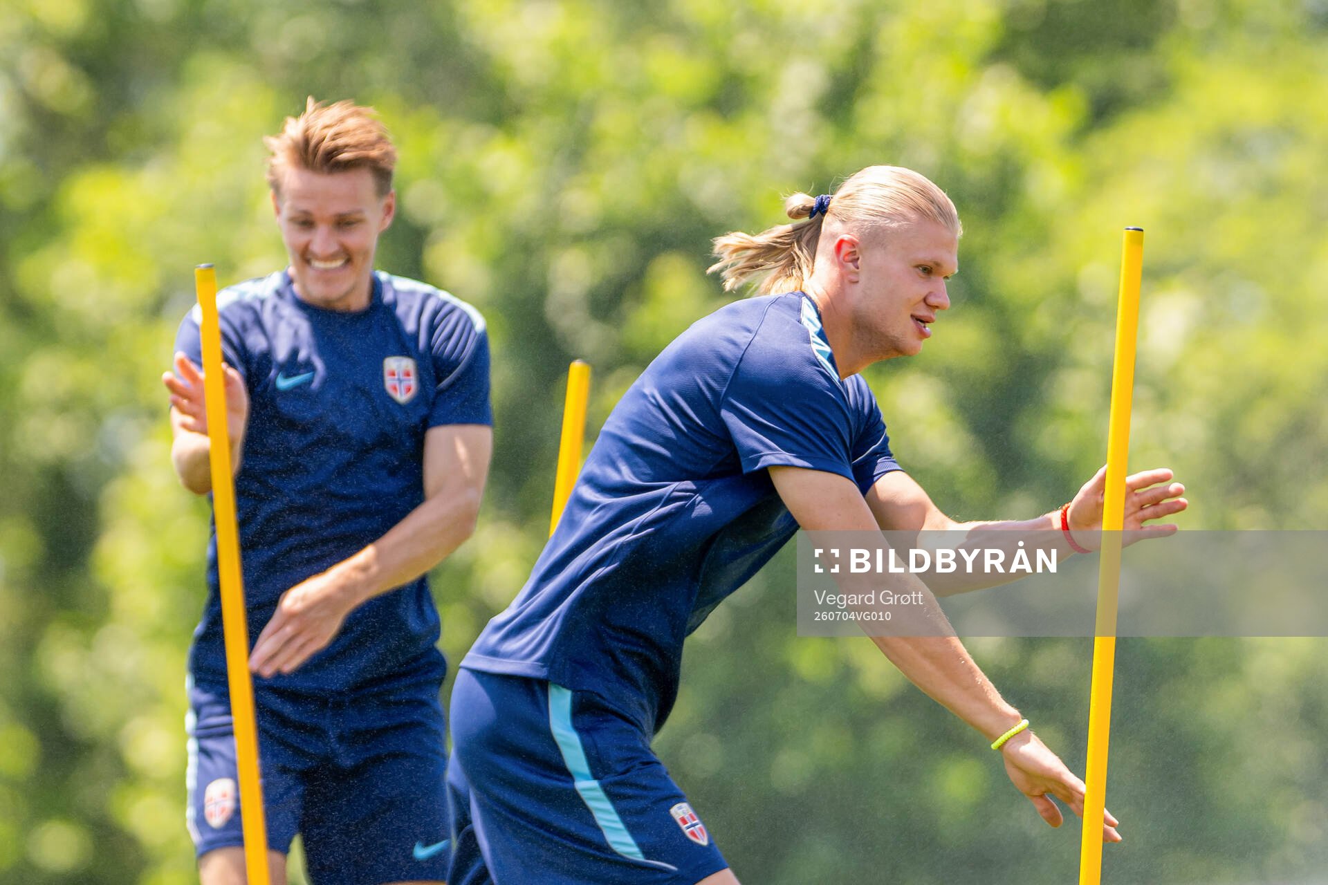 Martin Ødegaard and Erling Braut Haaland of the Norwegian