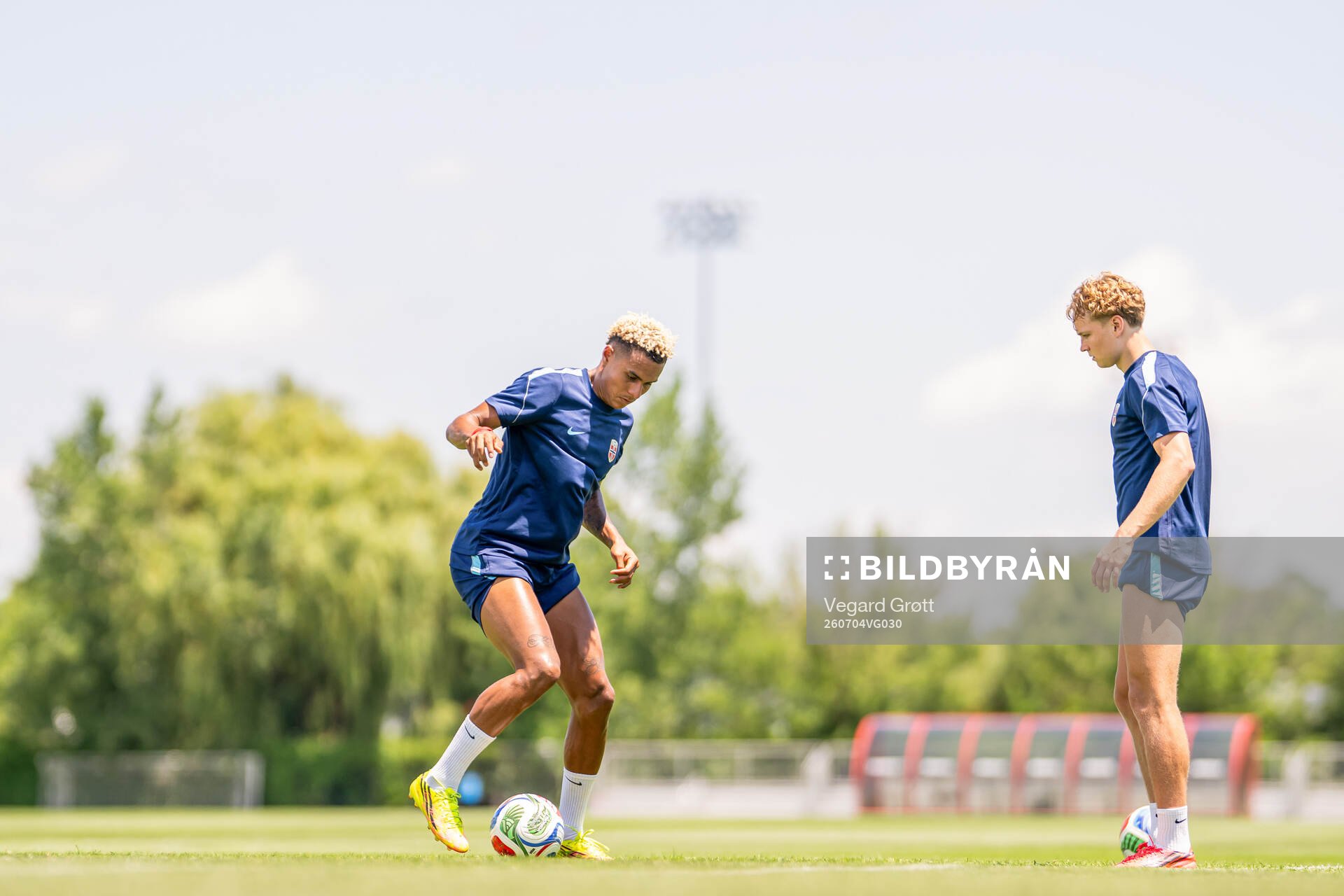 Antonio Nusa and Andreas Schjelderup of the Norwegian