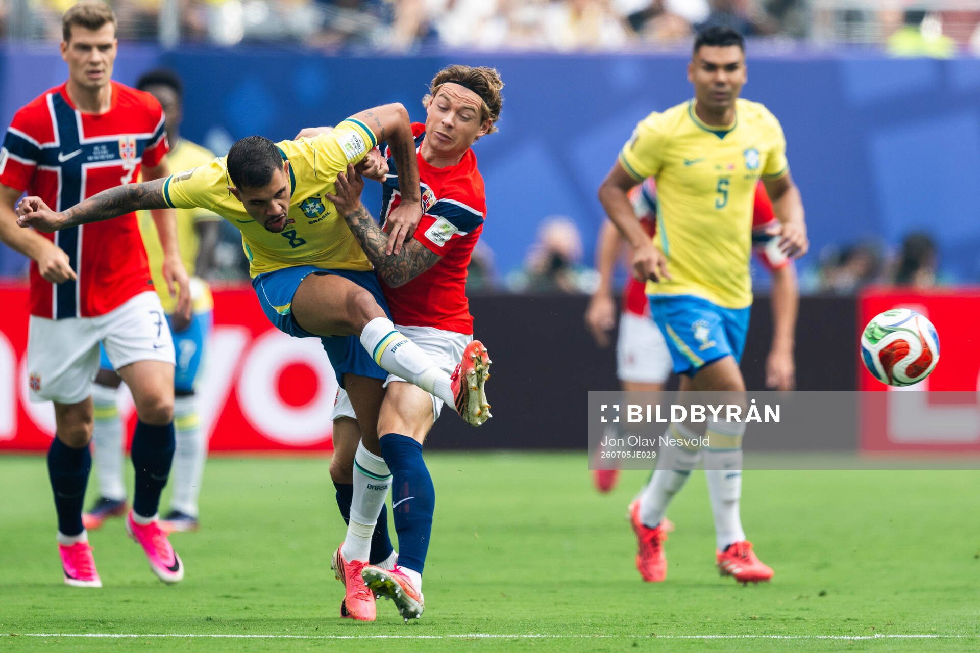 Bruno Guimaraes of Brazil and Patrick Berg of Norway