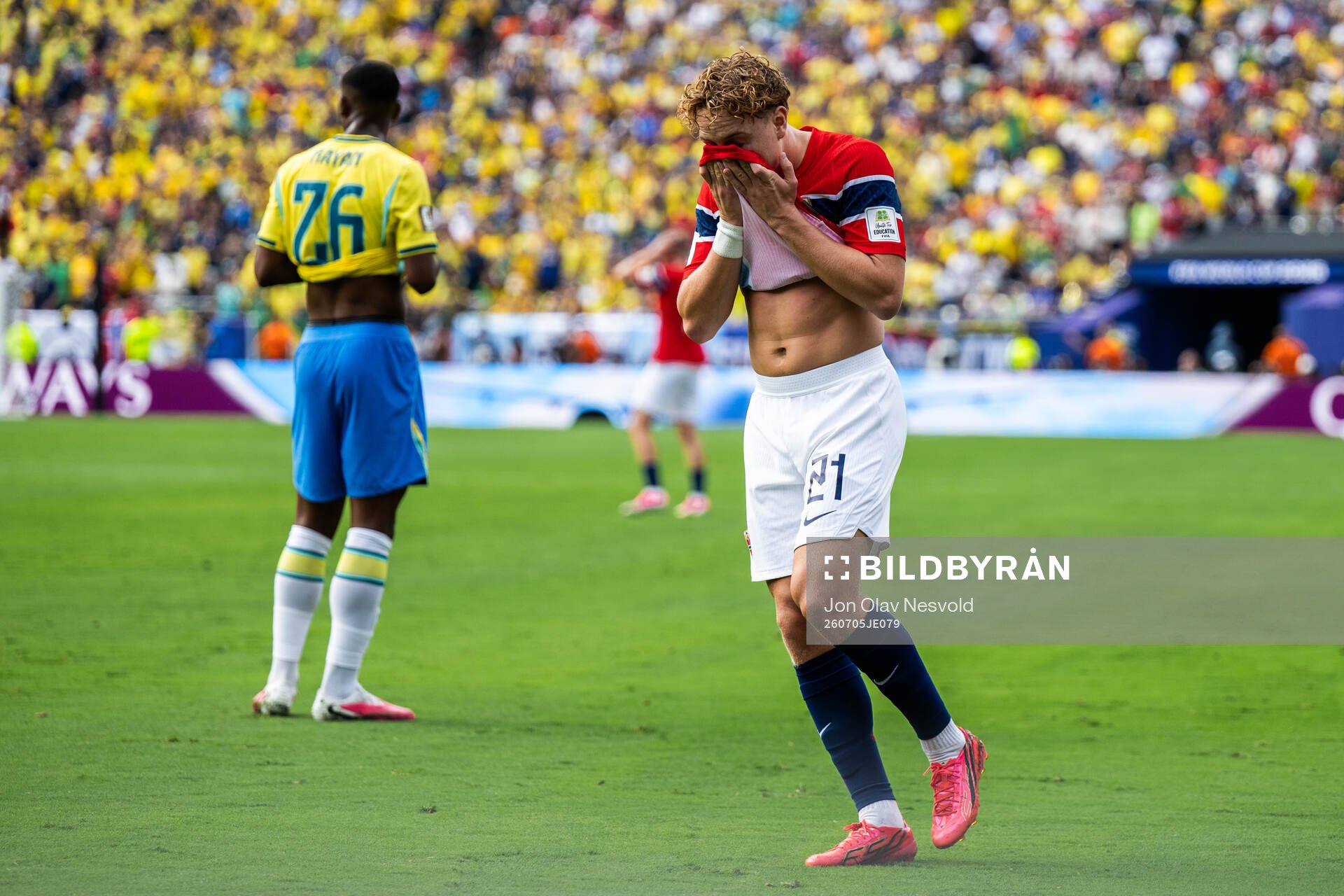 Andreas Schjelderup of Norway looks dejected