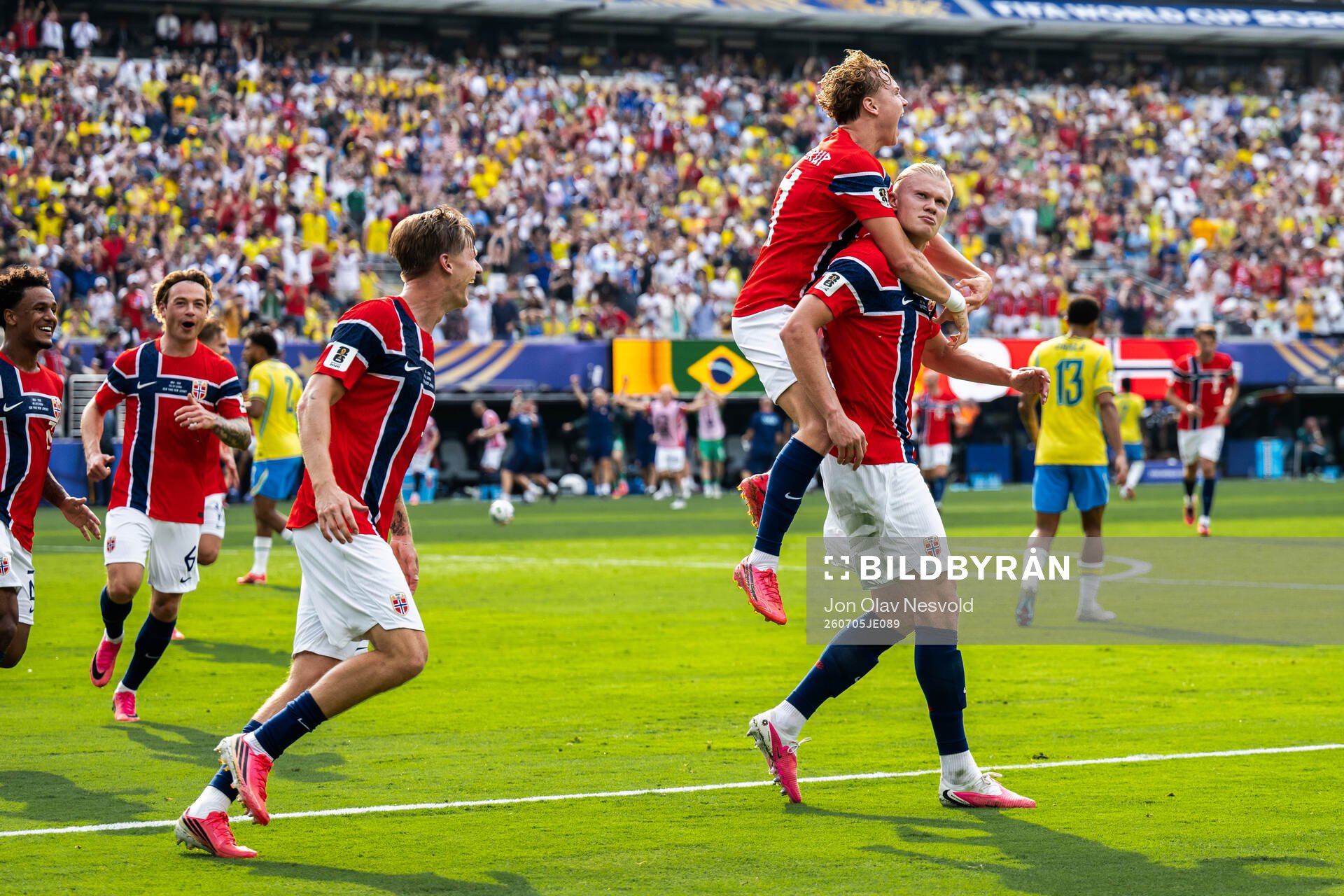Andreas Schjelderup and Erling Braut Haaland of Norway