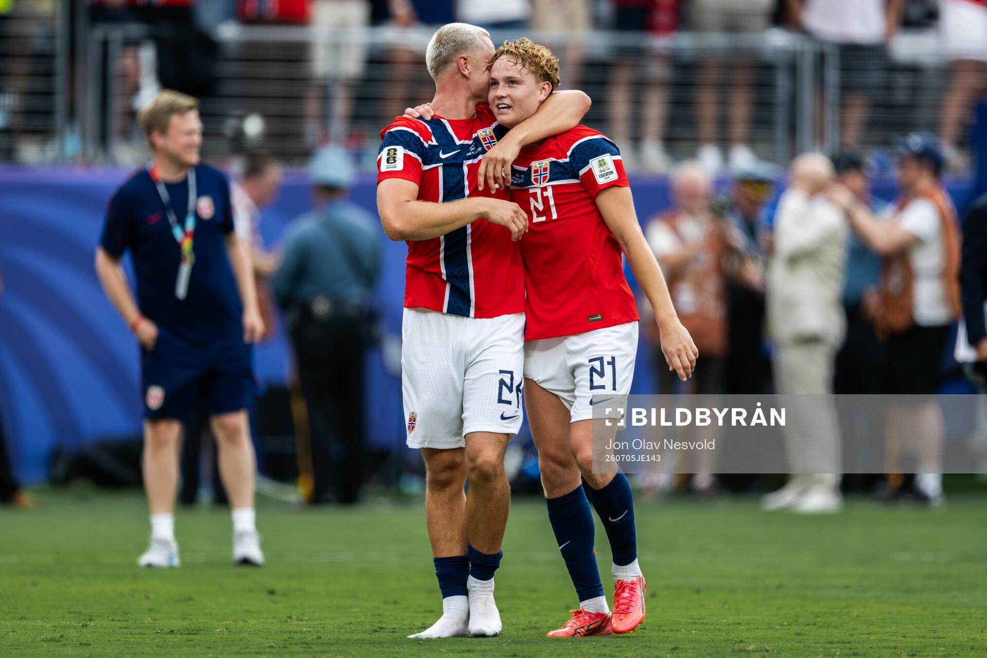 Julian Ryerson and Andreas Schjelderup of Norway celebrate