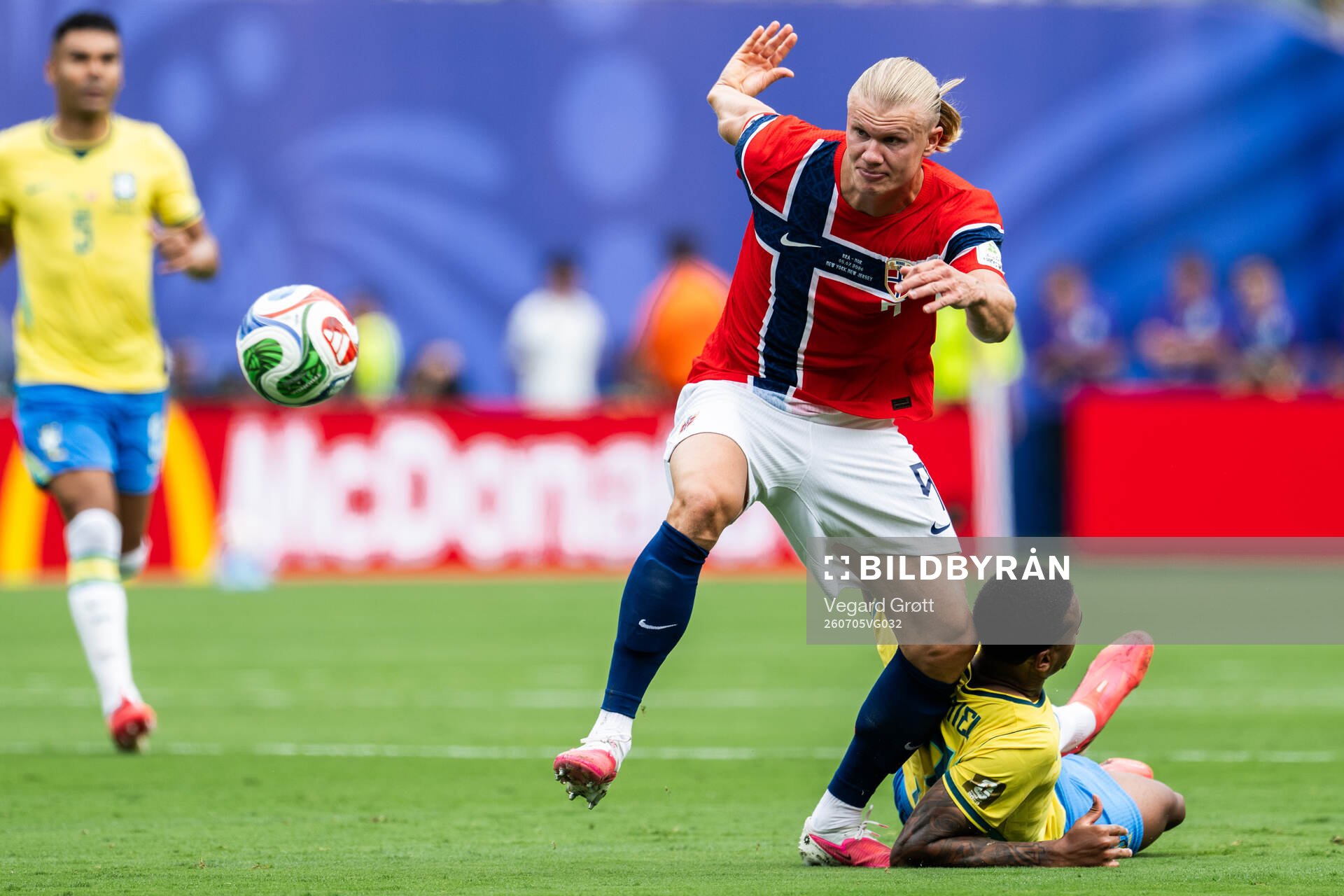 Erling Braut Haaland of Norway and Gabriel Magalhaes of