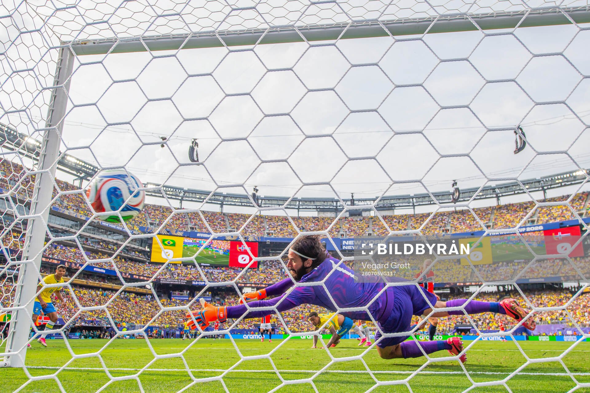 Erling Braut Haaland of Norway scores the 0-1 goal behind