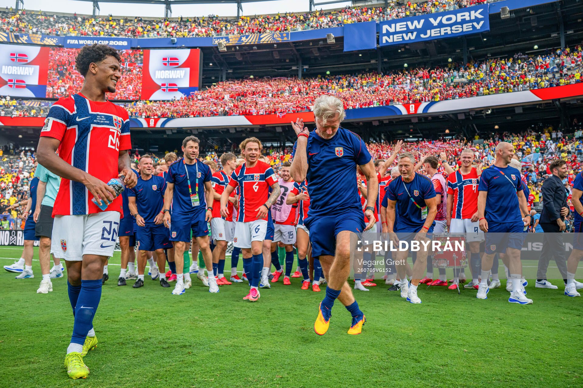 Assistant coach Kent Bergersen of Norway celebrates